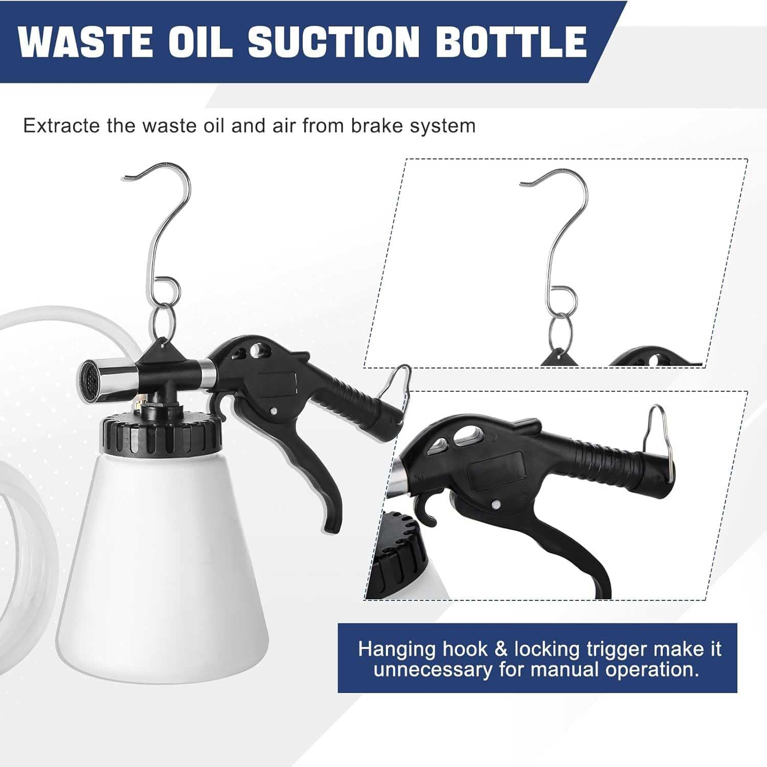 1.75L Air Brake Bleeder Kit, Brake & Clutch Bleeder Bleeding Vacuum Pump Kit, Pneumatic Brake Fluid Bleeder Tool, Clutch Vacuum Oil Bleeding Extractor Fluid Fill Adapters Kit Set image number 3