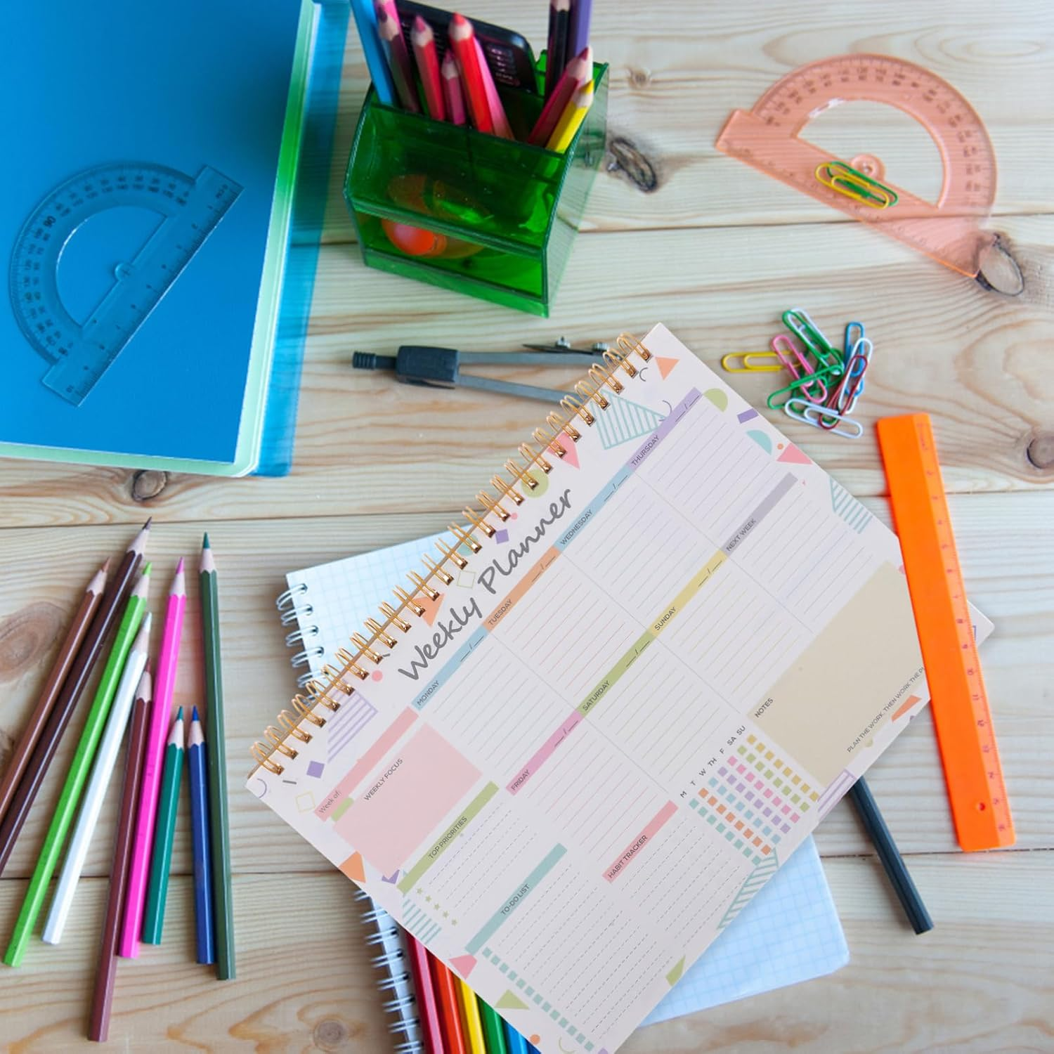 SEWACC Weekly Planner with Spiral Binding Weekly Notepad Projects Planner Notebook Week Planner Notebook - Blue image number 3