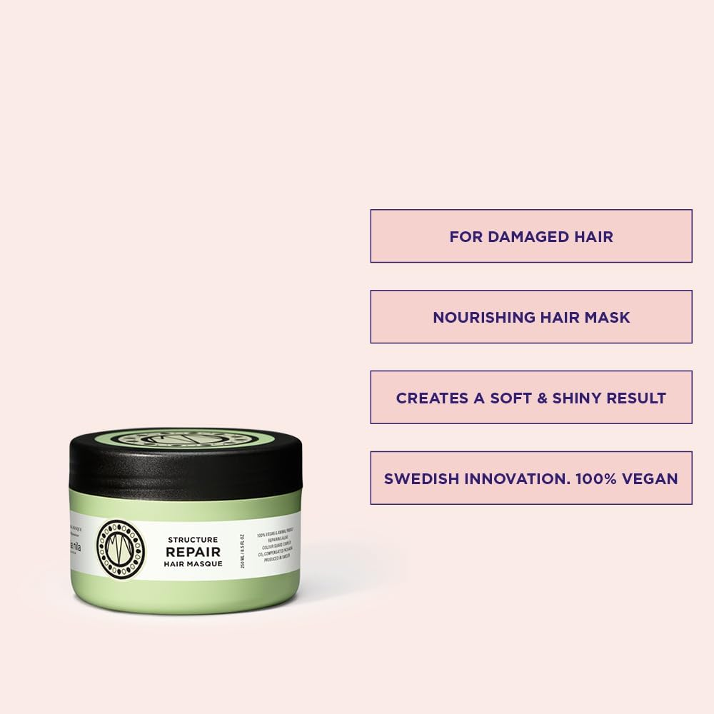 Maria Nila Structure Repair Masque 250 Ml - Gentle Hair Wrap for Dry, Damaged and Chemically Treated Hair That Softens and Moisturizes. 100% Vegan. Sulfate-Free and Paraben-Free. image number 3