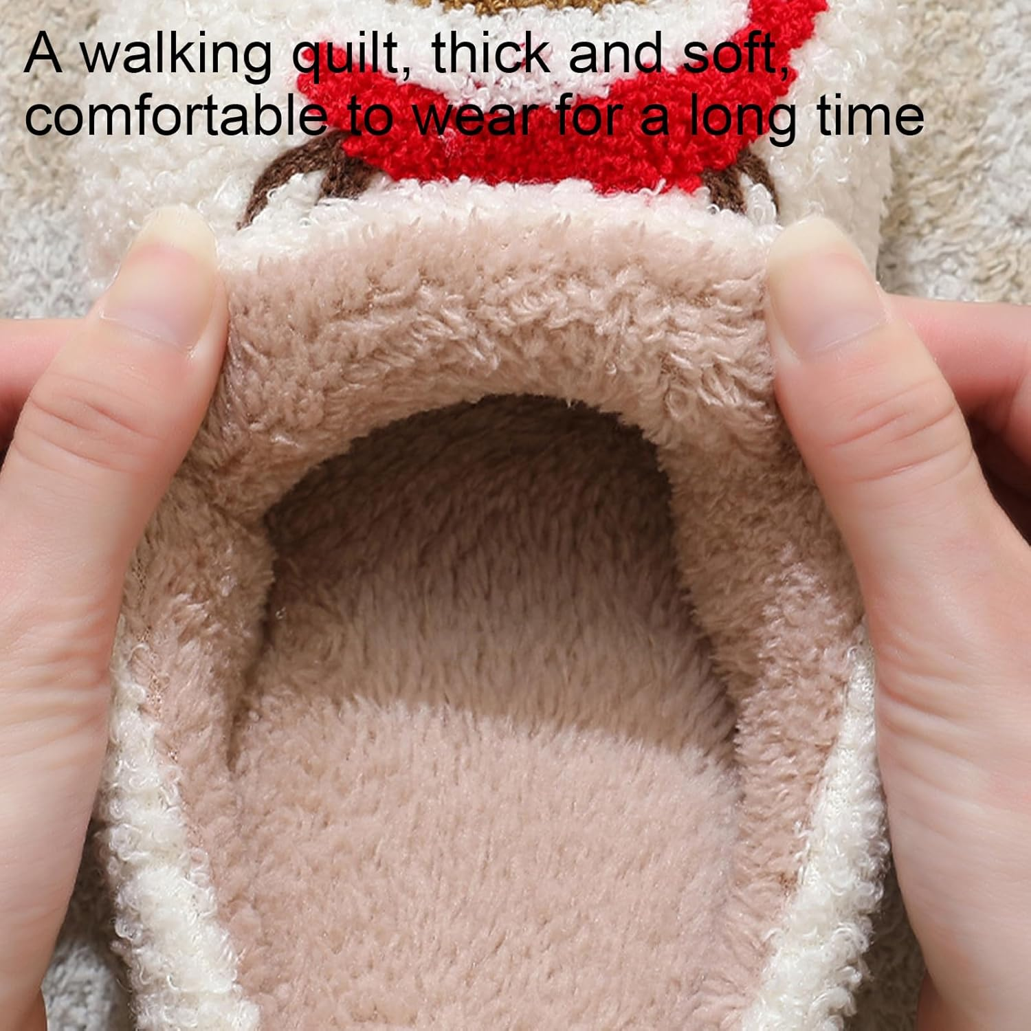 Christmas Slippers for Women - Fuzzy Slippers - Cute Slippers for Women Fun Slippers Soft Plush Christmas Shoes Keep Warm Couples Slippers Borato - 38/39 image number 4
