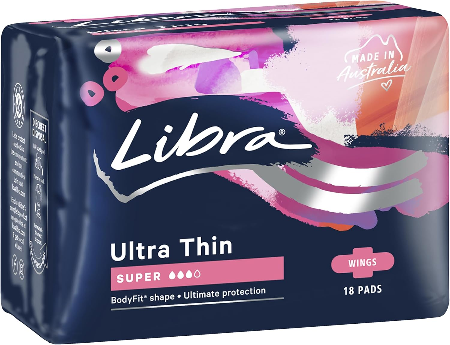 Libra Ultra Thin Pad Super with Wings, Pack of 18