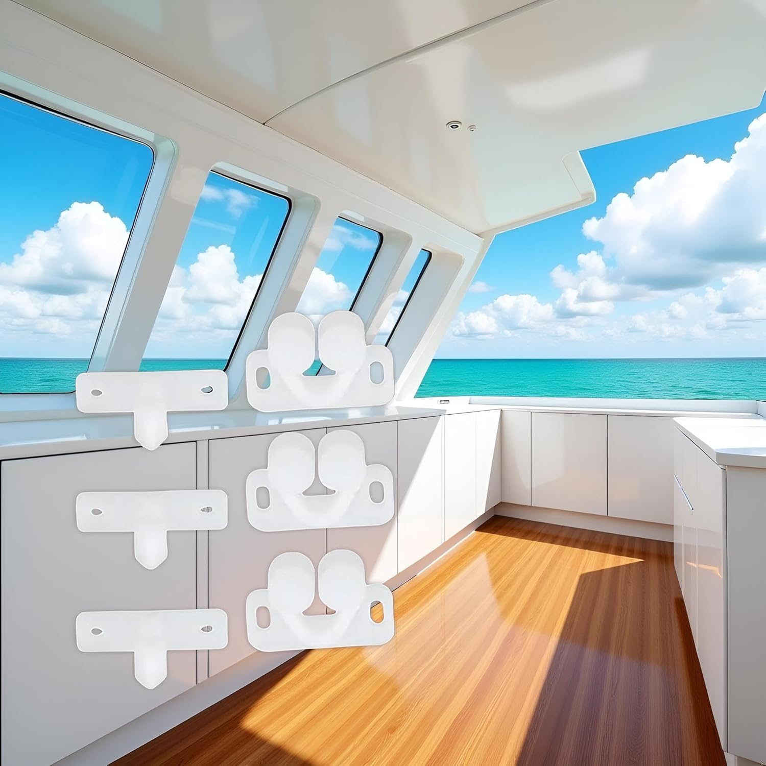 3Pcs White Marine Boat Ball Catch Door Cupboard Spring Back Plates Roller Latch Plastic Catches Cabinet Hardware, Cabinet and Furniture Door Catches image number 1