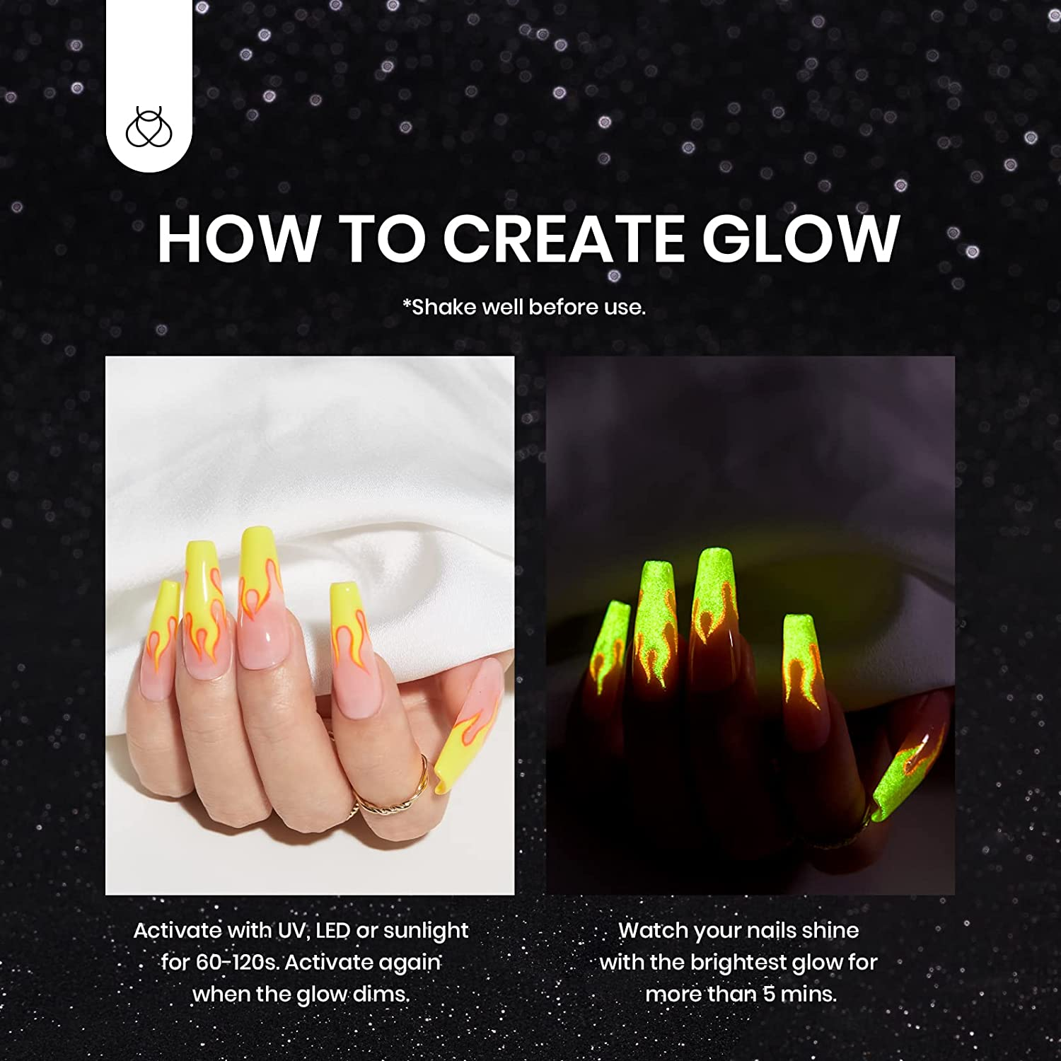 Beetles Gel Polish Gel Polish Neon Glow in the Dark Gel Liner Nail Polish - 6 Colors Luminous Green Blue Hot Pink Liner Nail Art Gel Soak off Led Nail Lamp Fluorescent Bright Glows Pink image number 5