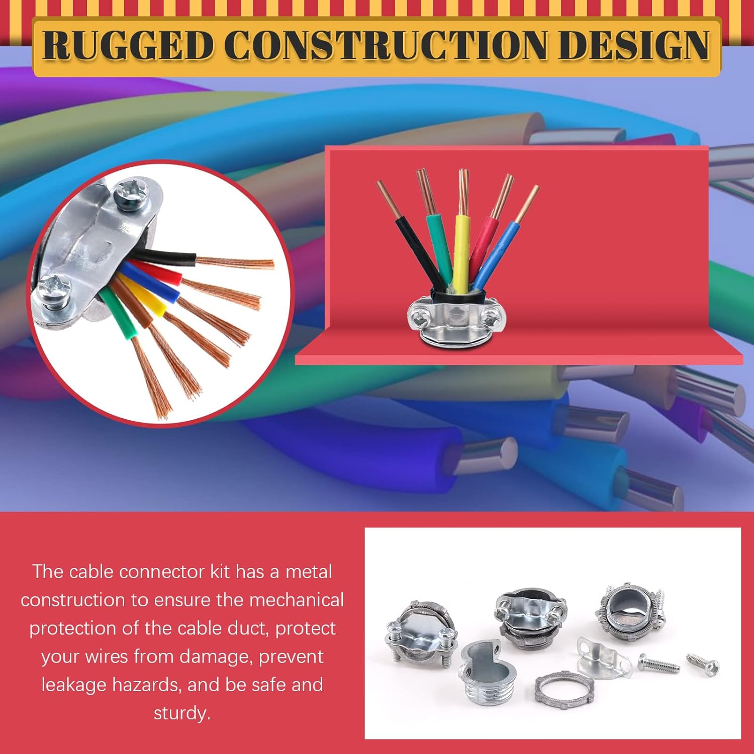 Hilitchi 15Pcs 1/2" Clamp Type Cable Connectors Assortment Kit, Clamp Type Connector Fittings Most Junction Box Cable Connector for Metallic Conduit Protect Cables image number 1