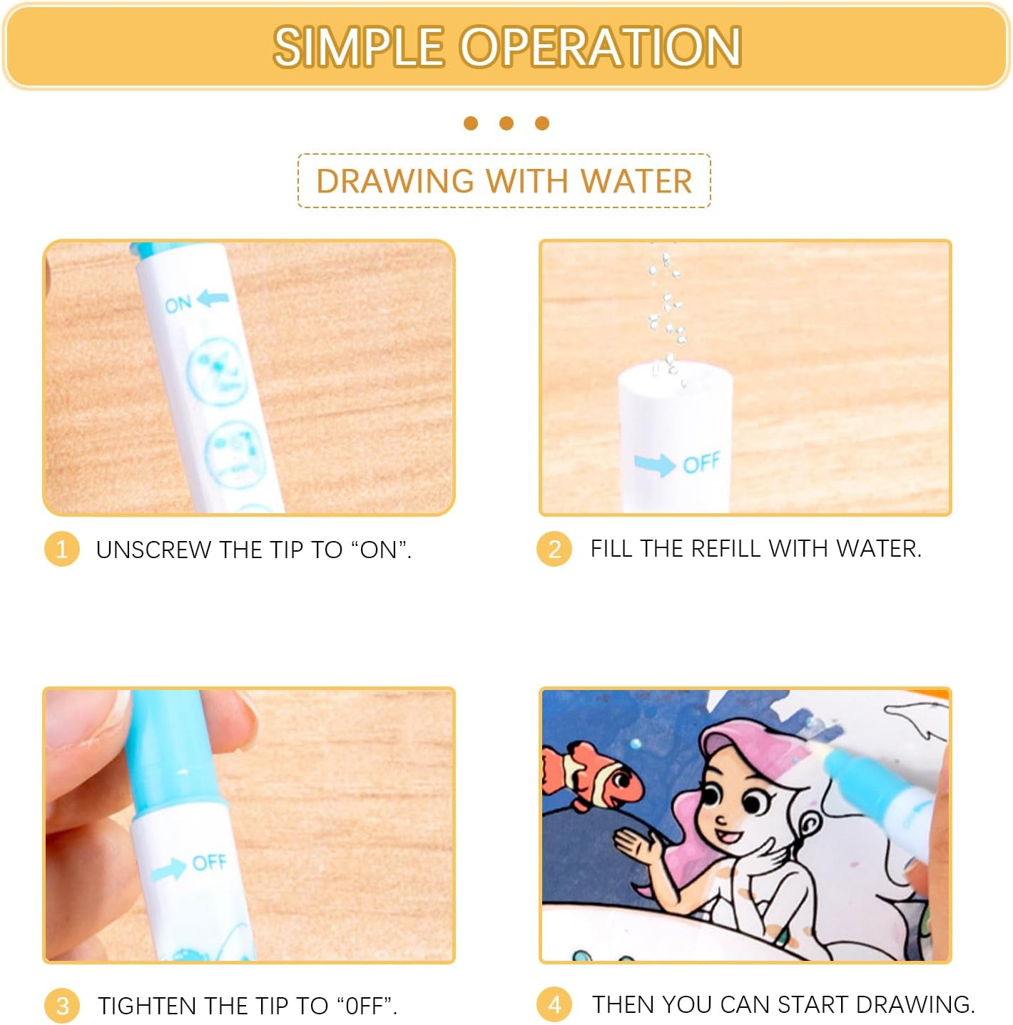 Montessori Busy Board, Water Coloring Books, 2-In-1, 2 Pack: Animal &Traffic Themes, Mess Free Travel Quiet Books for 36 Months - 6 Years, Kids Learning Educational Sensory Toys, Birthday Gifts image number 3