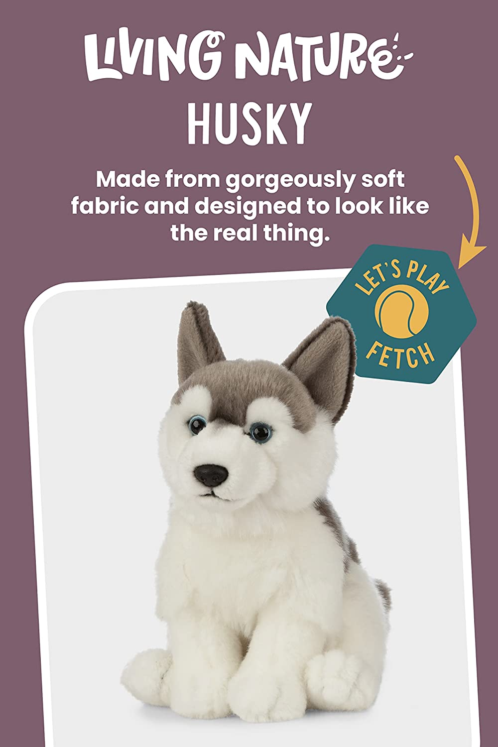 Living Nature Soft Toy - Plush Husky Dog (20Cm)