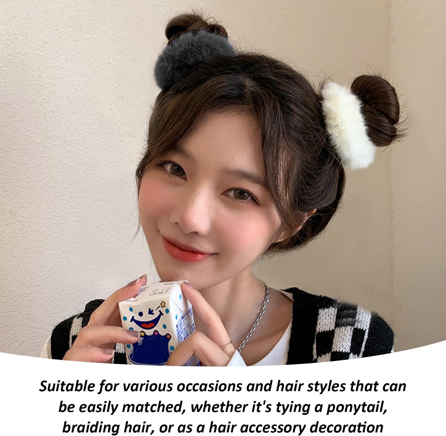 10 Plush Hair Rings, Funny and Cute Hair Rings, Fashionable Hair Accessories, Hairstyle Decorations and Hair Accessories for Girls. image number 5