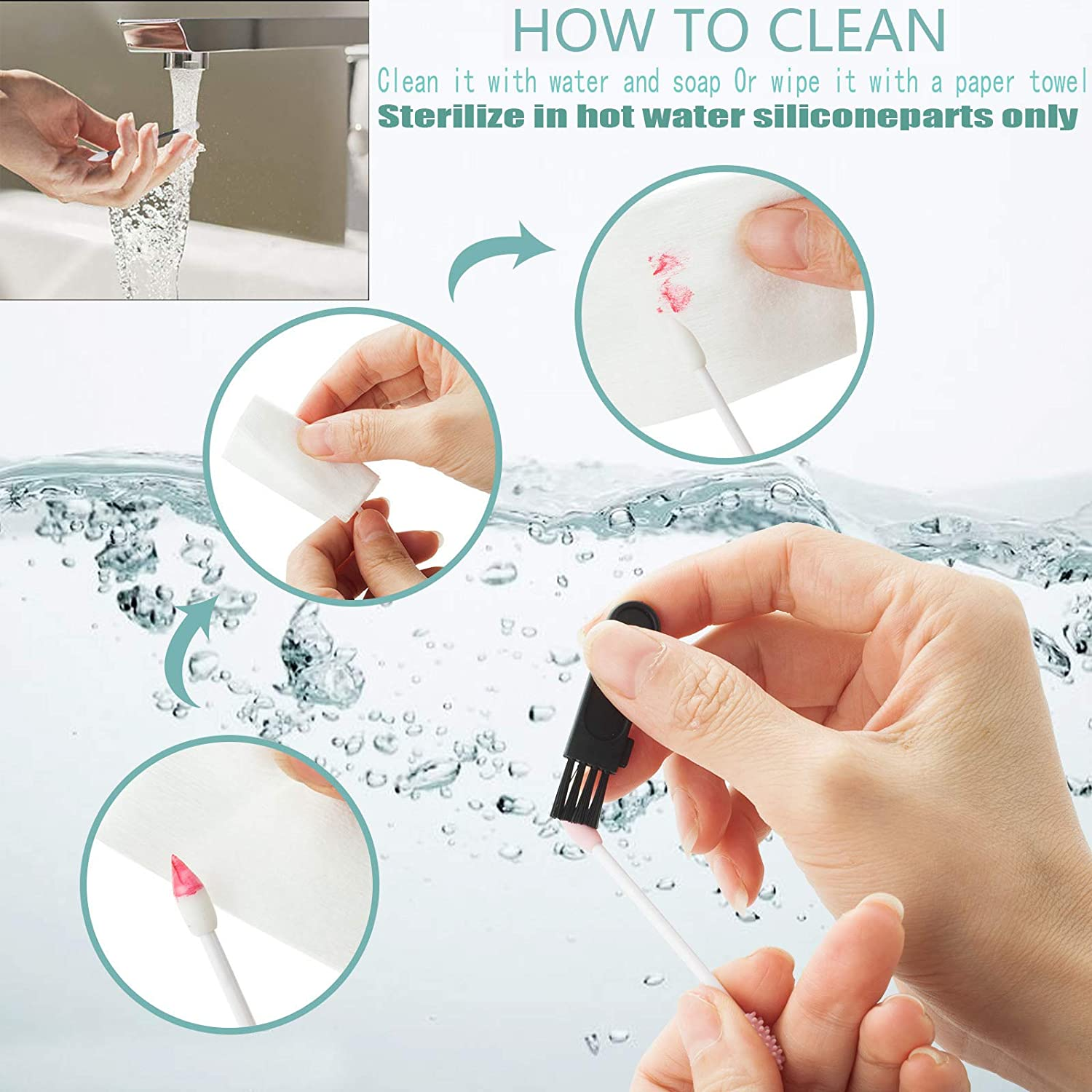 Strogem Reusable Cotton Swabs with 1 Mirror for Makeup Application and Cleaning, Multifunctional Portable Washable Silicone Q-Tip (Gray) - White image number 4