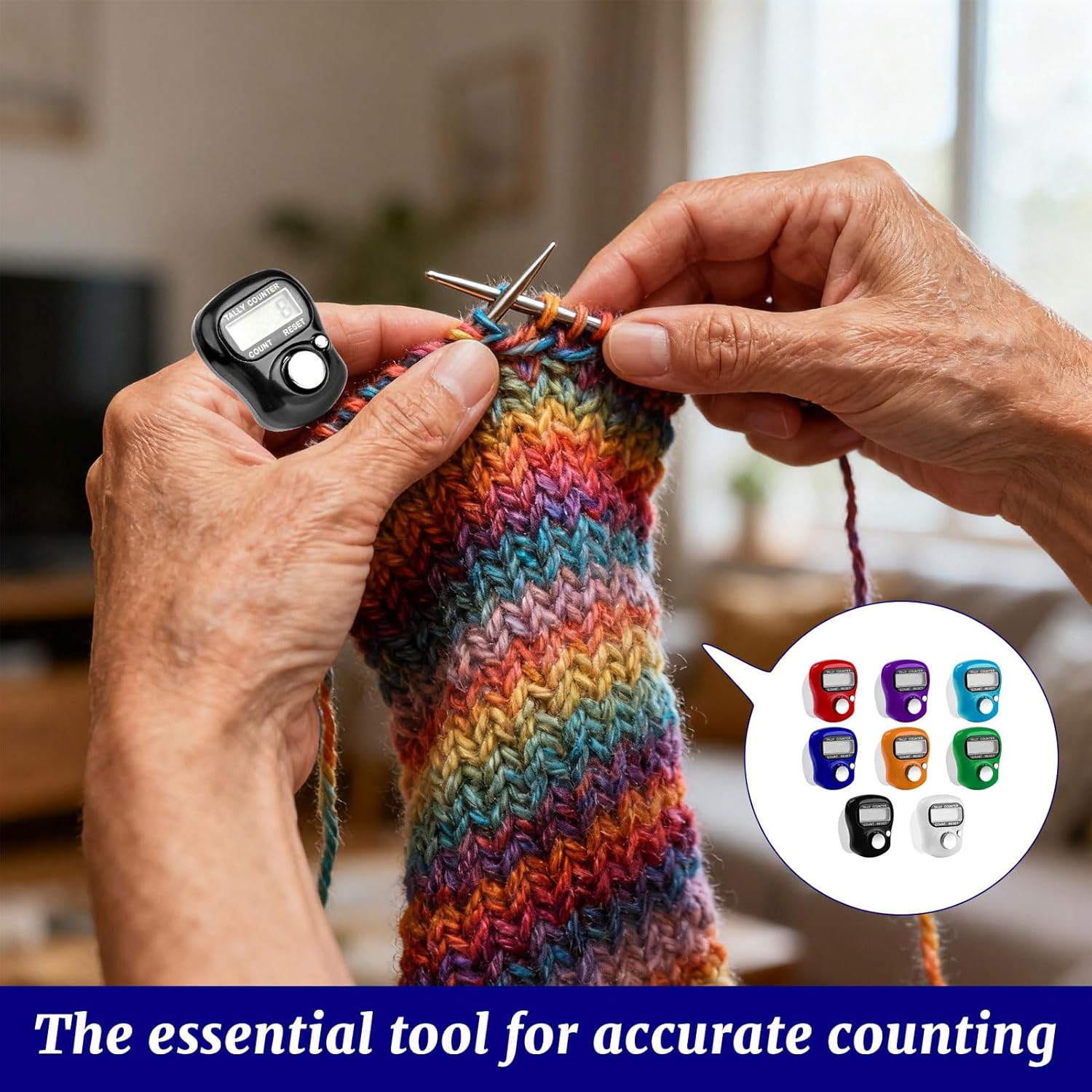 Electronic Finger Tally Counter, 8 Pcs Clicker Counter, Counters, Mini LCD Digital Display Tally Counter, Mini Digital Display Handheld Clicker Pitch Counter (Not Including Battery) image number 4