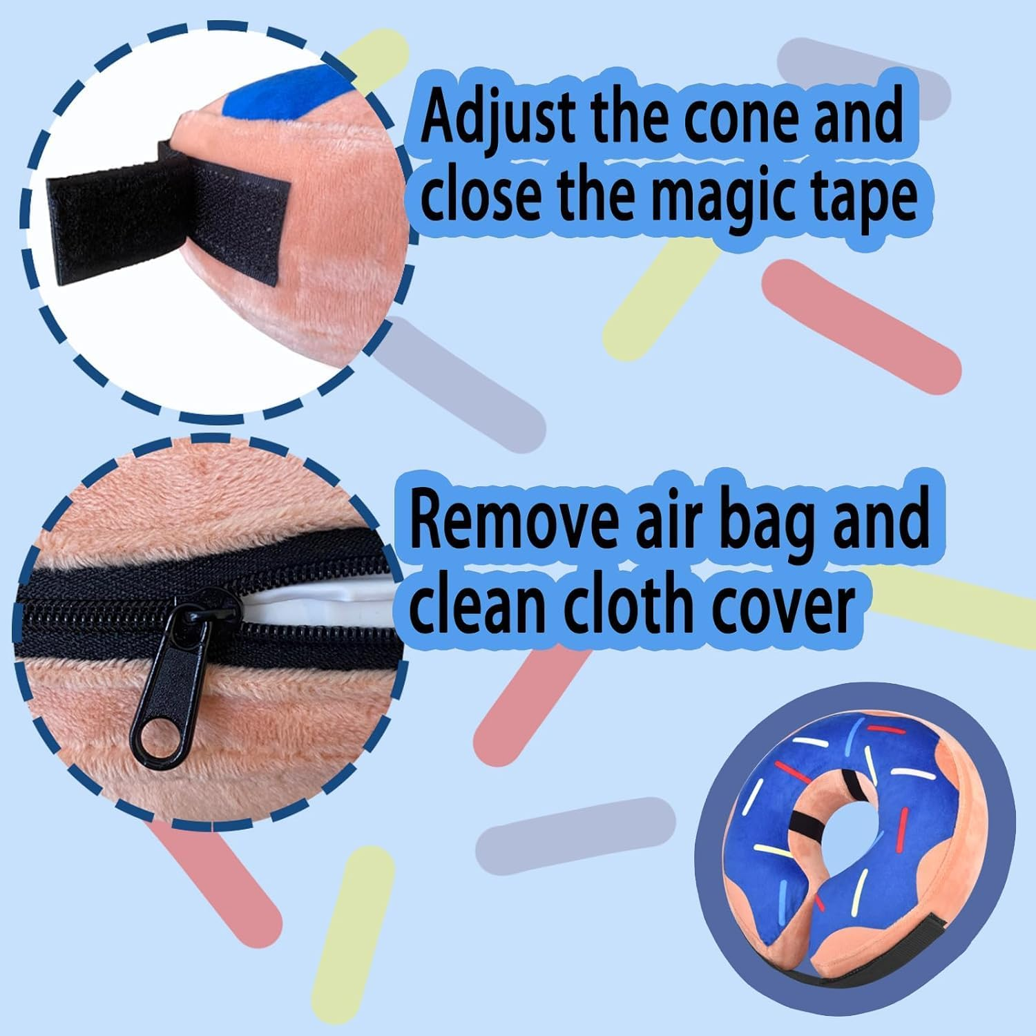 Soft Dog Cone for Large, Medium, Small Dogs and Cats - Inflatable Neck Donut Collar, E-Collar Alternative for Post-Surgery Recovery (S, Blue)