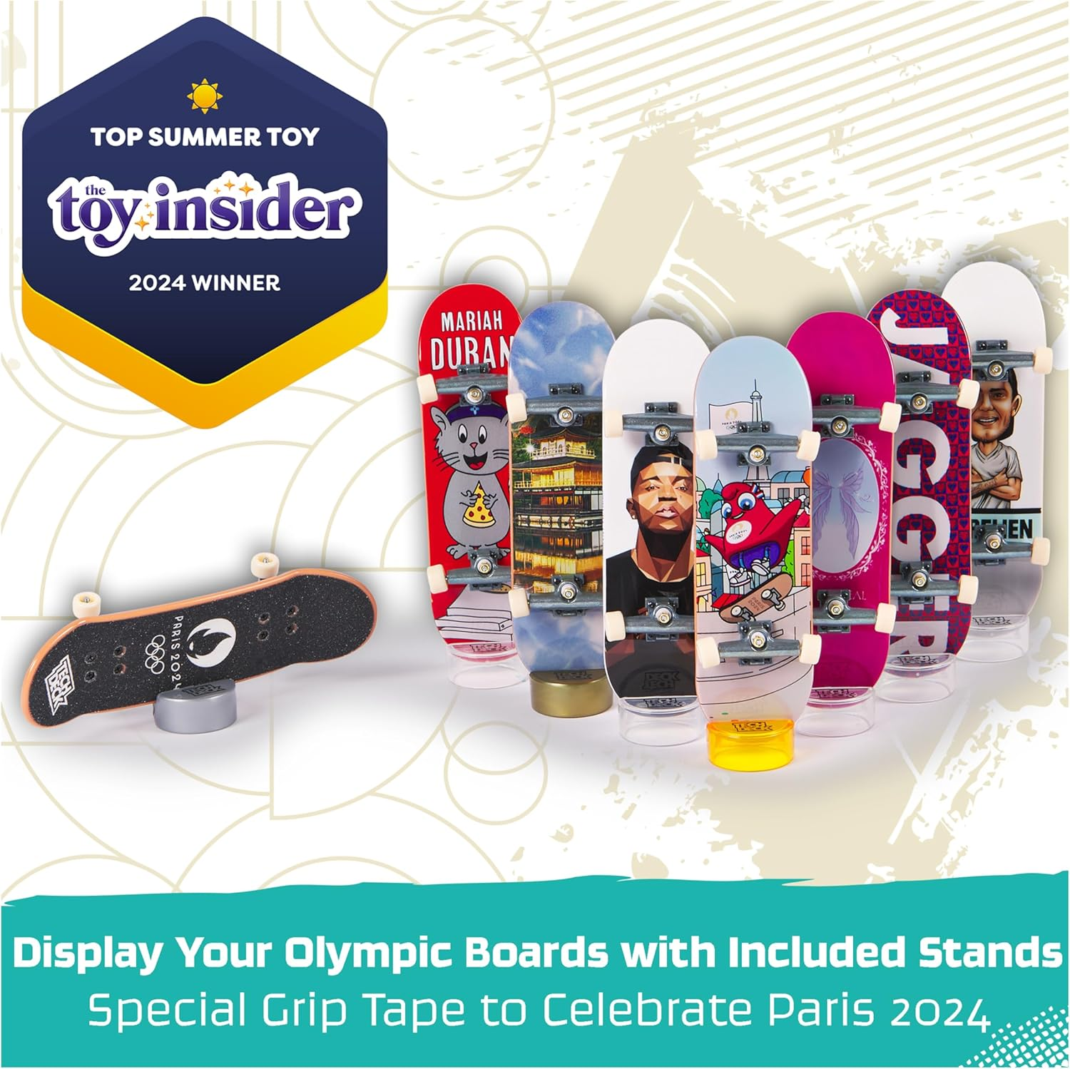 Tech Deck, Competition Legends 8-Pack Fingerboards with Collectible Cards, Olympic Games Paris 2024, Customizable Mini Skateboards, Kids Toys for Ages 6 and Up image number 1