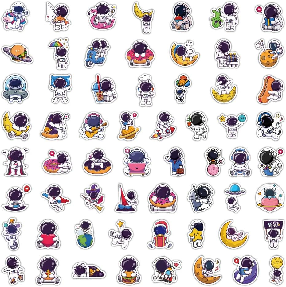 NASA Space Astronaut Sticker, 60 PCS Cool Astronaut Vinyl Sticker for Water Bottle Laptop Helmet Skateboard Scrapbook Bumper Bicycle, Gifts for Kids Teens Adults DIY Decorations image number 4