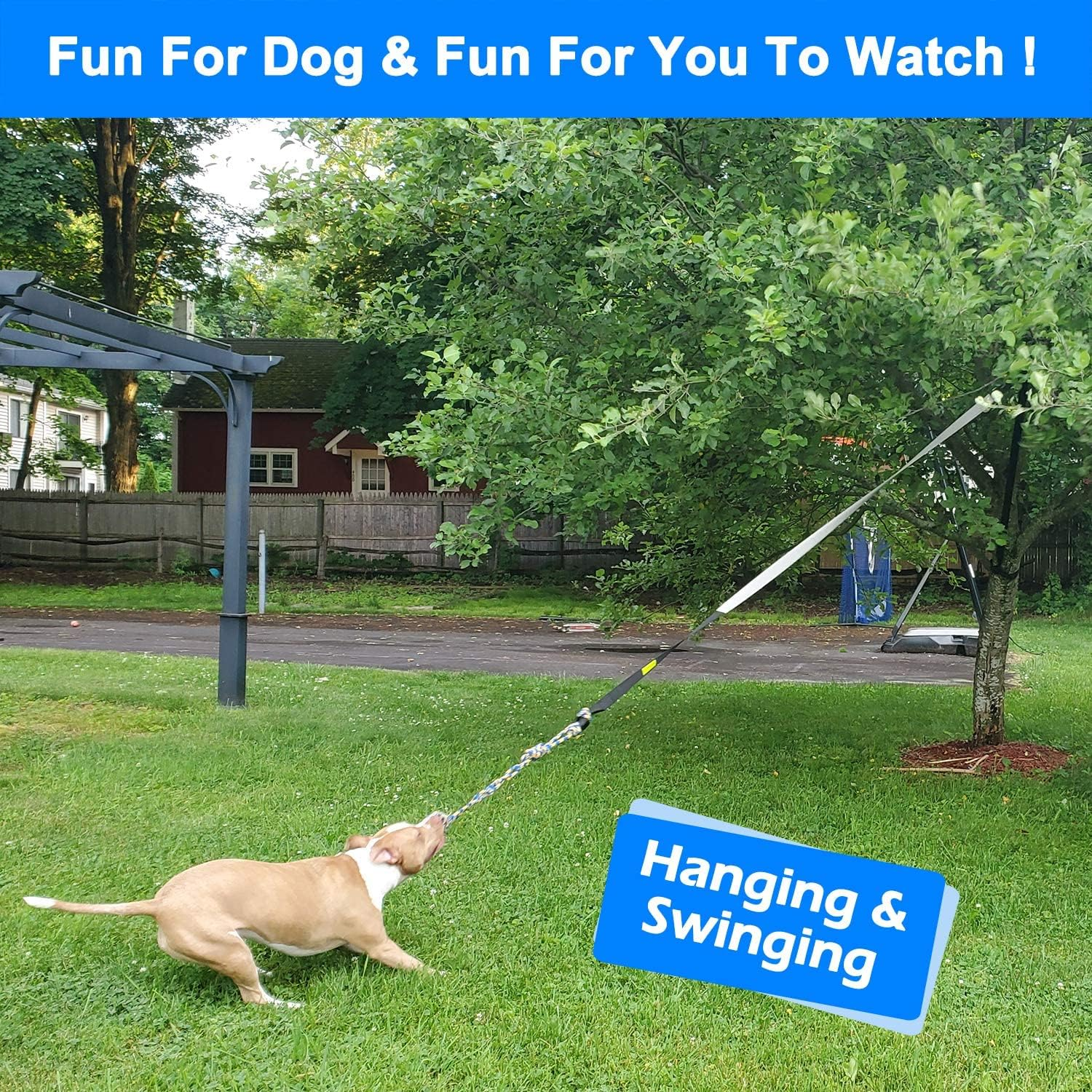 LOOBANI Outdoor Bungee Tug Toy，Dog Toy Hanging from Tree for Small to Large Dogs, Interactive Exercise Play Cord & Tether with Chew Rope Toy (Black) image number 4