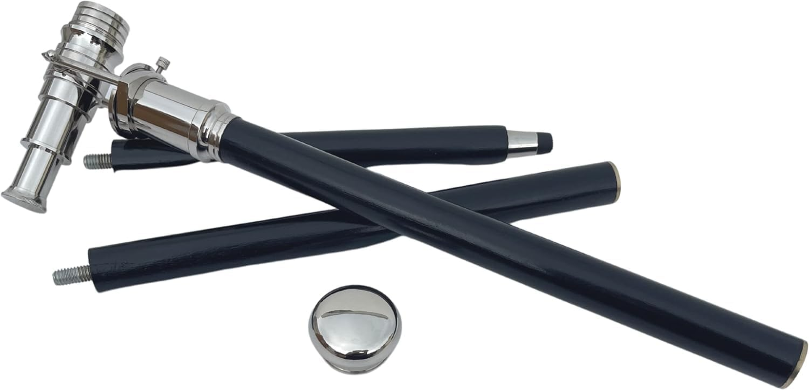 Vintage Style Walking Cane Wooden Walking Stick Silver Handle Knob Walking Stick W/Brass Telescope Handle Collectible Cane image number 2