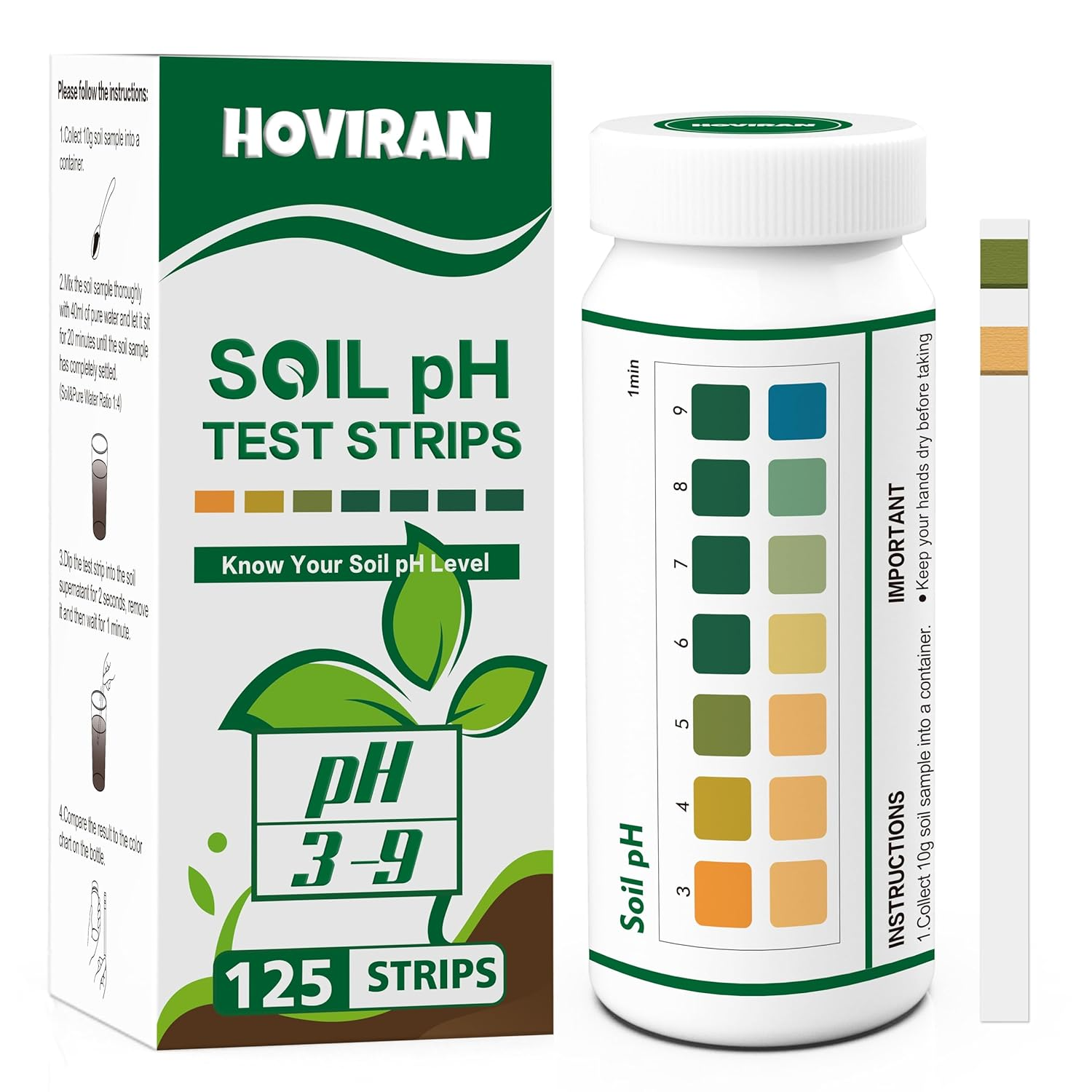 Soil Ph Test Kit (3-9 Range) 125 Soil Ph Tester Strips&ndash; Quick & Accurate Soil Testing for Gardens Lawns Farms Grass Flower Vegetable Compost Plants