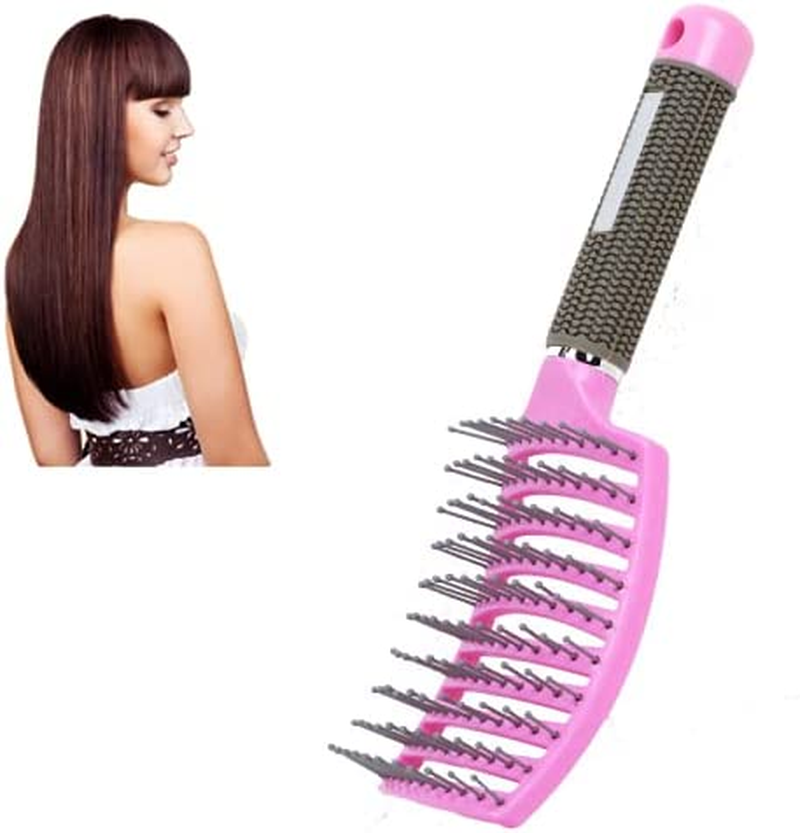 Hair Brush,Curved Vented Hairdressing Comb for Scalp Massage Anti-Static No Hair Tangle Hair Comb for Women Men Styling Tools (Pink) image number 4
