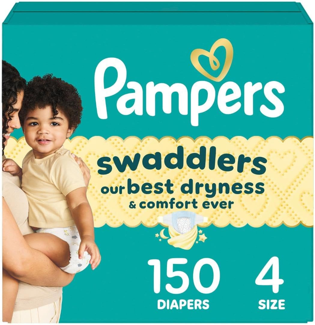 Pampers Diapers Size 4, 150 Count - Swaddlers Disposable Baby Diapers, One Month Supply image number 2