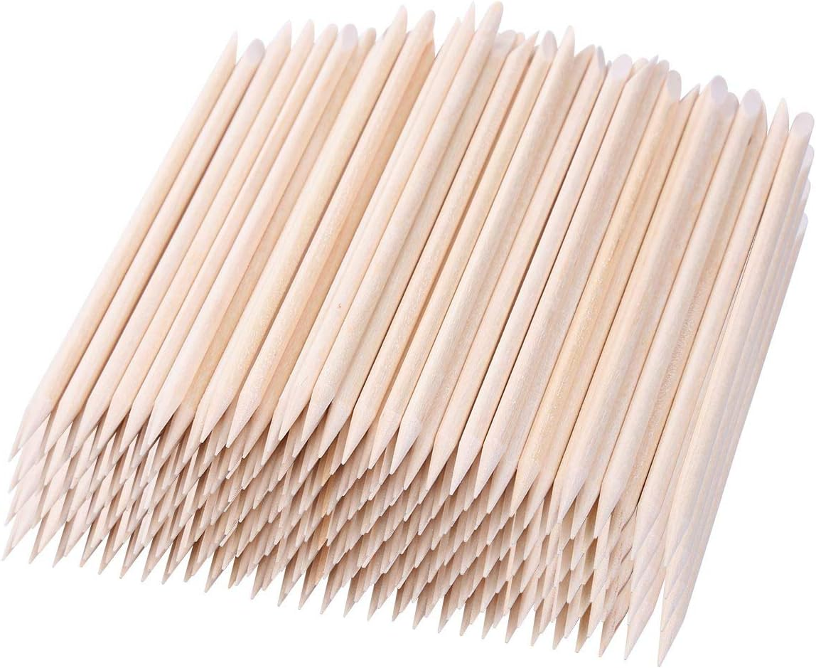 300 Count Orange Wood Stick 4.5 Inch Cuticle Pusher Remover Orangewood Cuticle Sticks Nail Art Manicure Pedicure Sticks Orange Sticks for Nails