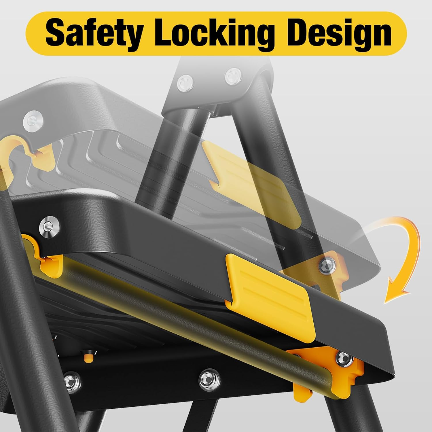 Urackify 4 Step Ladder, Heavy-Duty 150Kg Capacity, Wide Anti-Slip Steps & Secure Handrail Compact, Folding Step Stool Portable Design for Home, Kitchen, Office, Pantry, Closet Use, Black image number 1