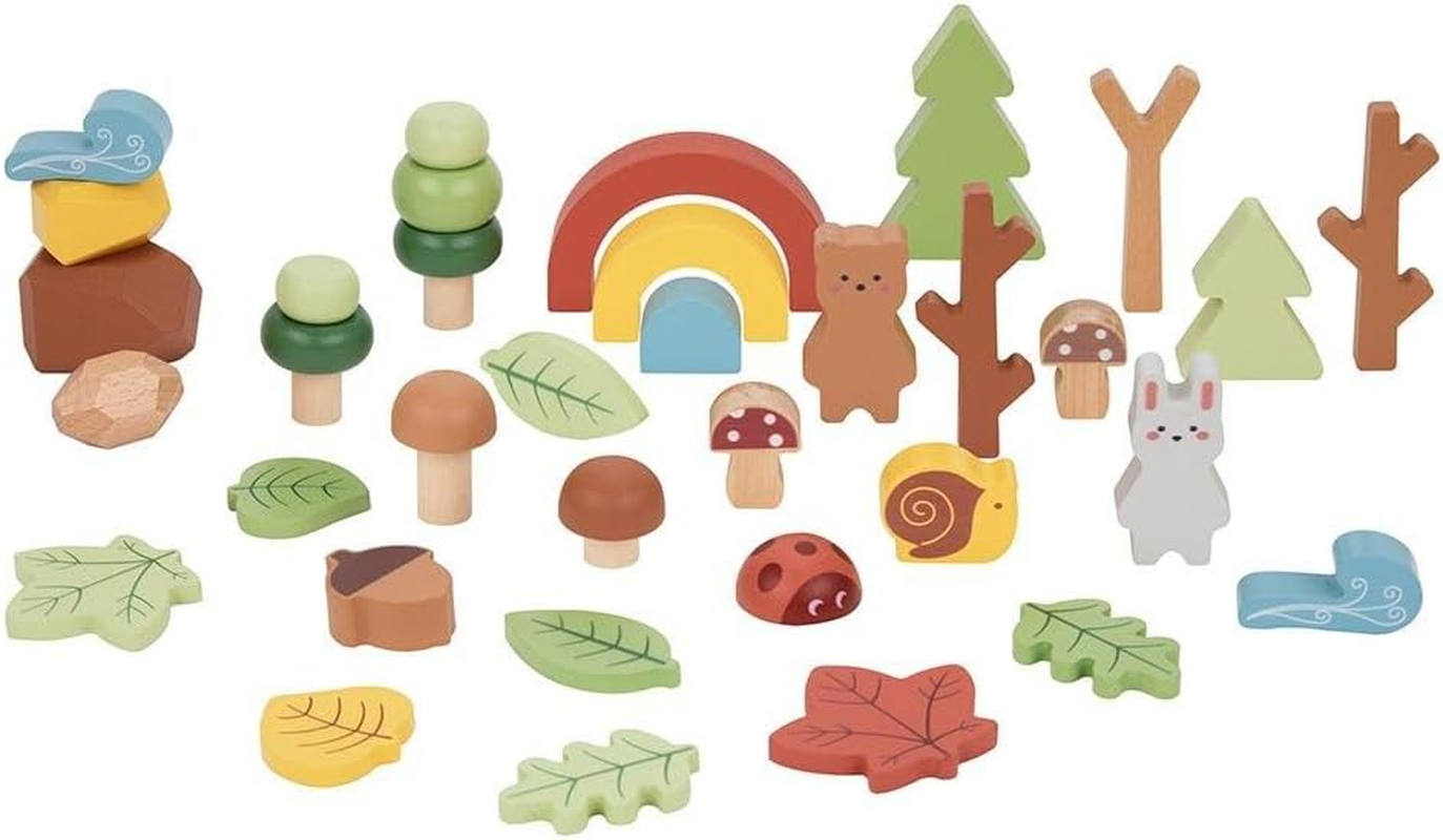 Tooky Toy My Forest Friends Wooden Forest Block Set &ndash; 40-Piece Montessori-Inspired Woodland Play Set with Trees, Animals & Nature Shapes &ndash; Imaginative & Open-Ended Play for Kids Ages 3+