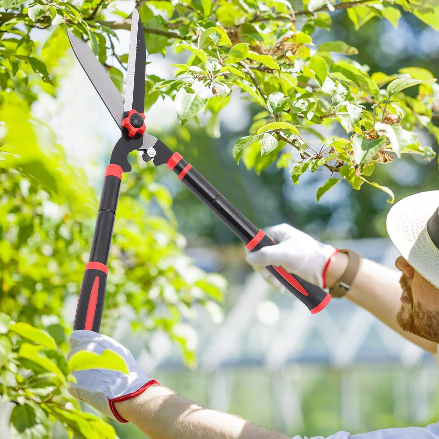 UPKOCH Manual Hedge Trimmer Angle Design Retractable Pruning Shears Gardening Tools for Trimming Shrubs Hedges and Bushes