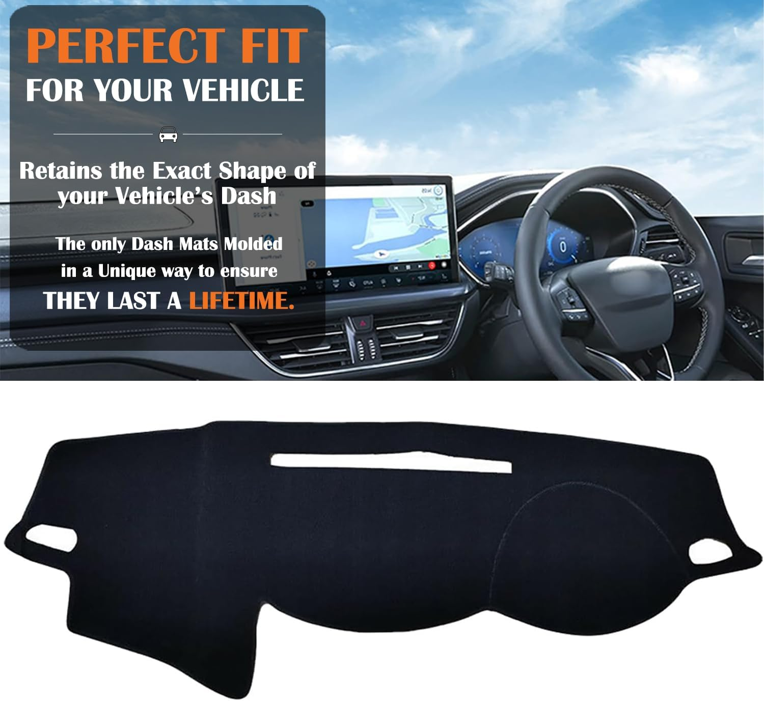 Evervenz Dash Mat for Mitsubishi Triton 2015 2016 2017 2018 2019 2020 2021 2022 2023 2024 2025 Flannel（Without HUD） Dash Cover Dashboard Cover Triton01 image number 4