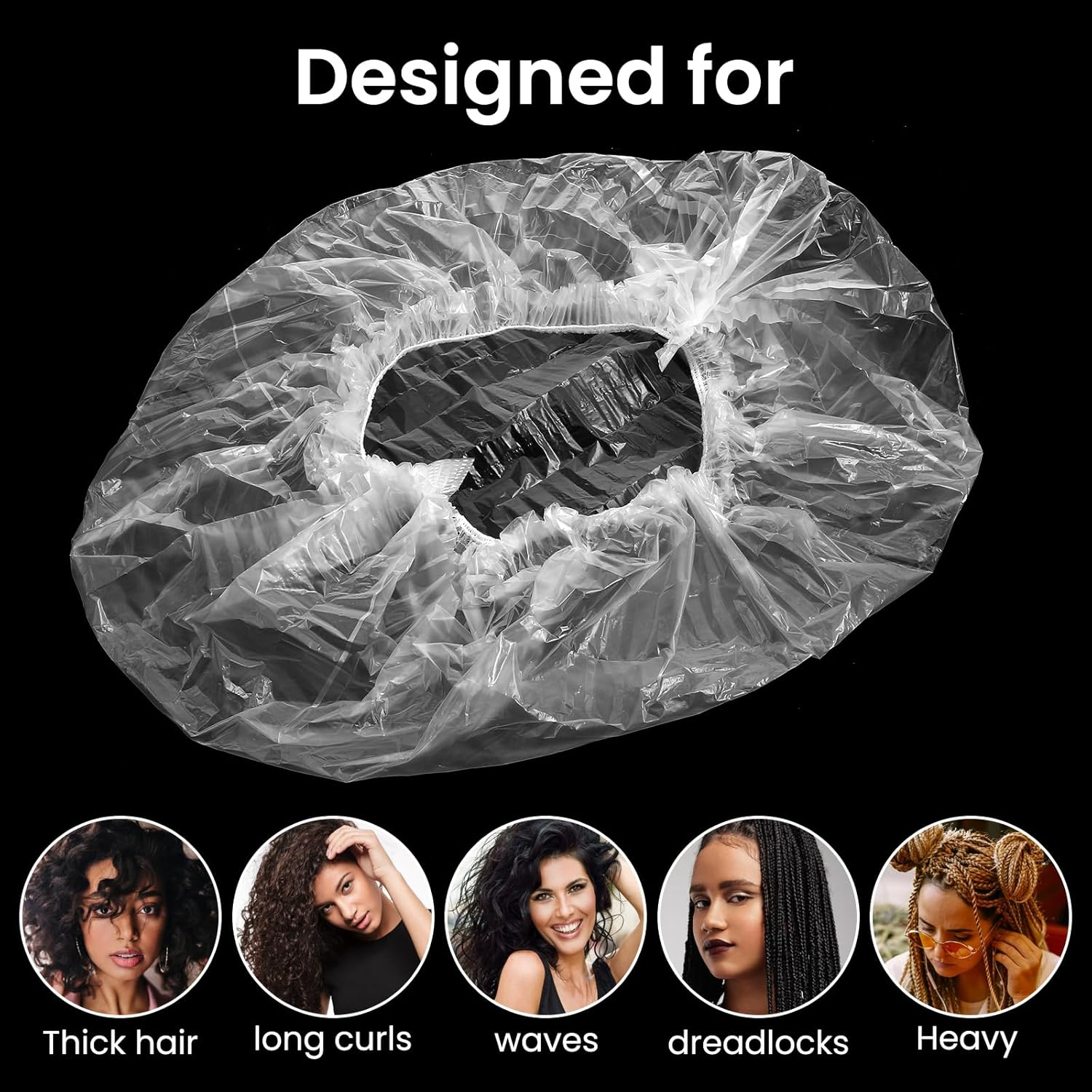 10 PCS Oversized Disposable Plastic Shower Cap, Large Lengthen Elastic Waterproof Bath Caps Clear Thick Plastic Shower Cap for Long Braids, Dreadlocks Locs Hair Treatment image number 6