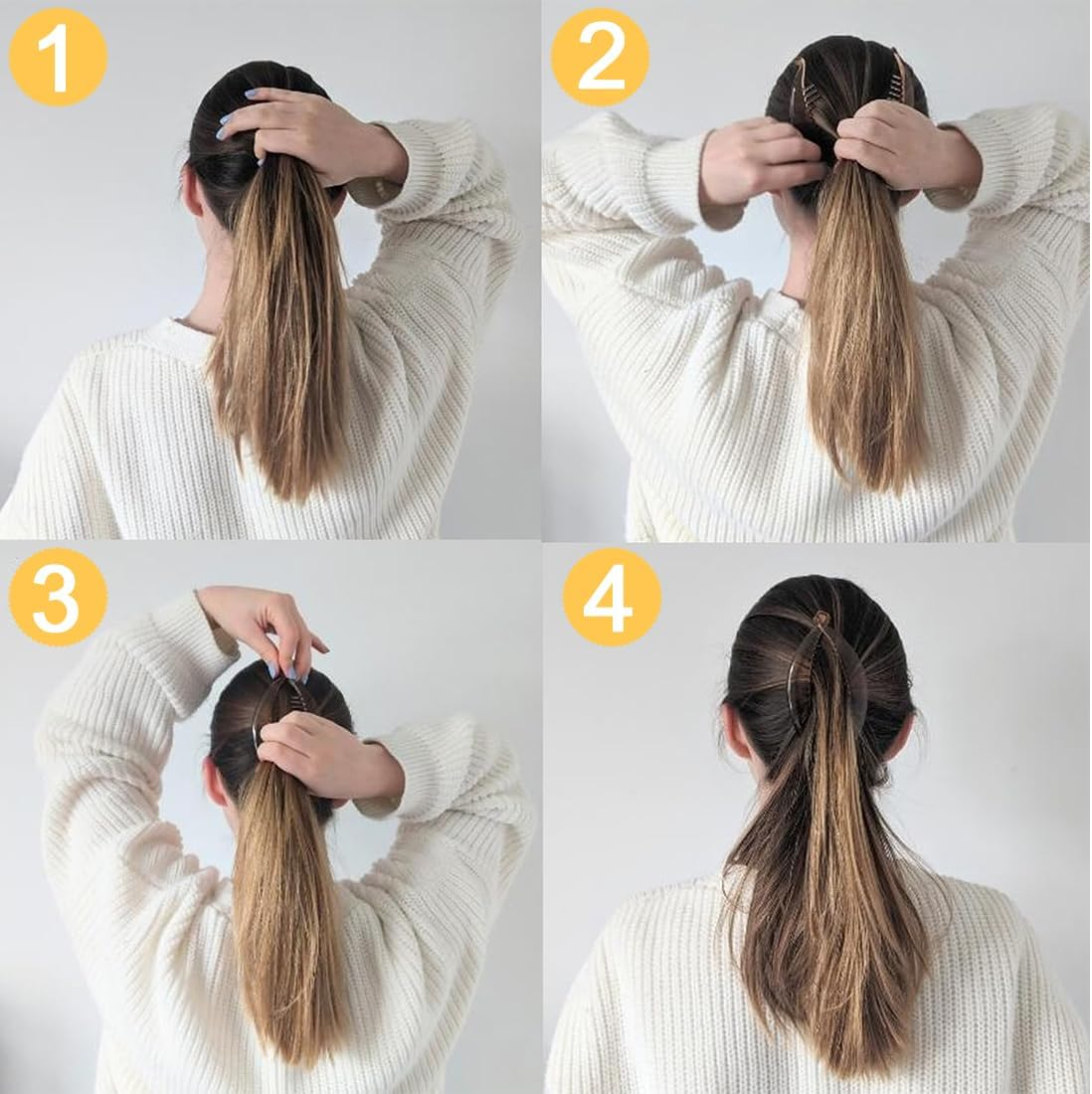 SULIUDAJI 3 Pieces Banana Hair Clips, Fish Hair Clips, Banana Hair Comb, Women'S Ponytail Hair Clip, Multicoloured, Size M, 3 Count image number 3