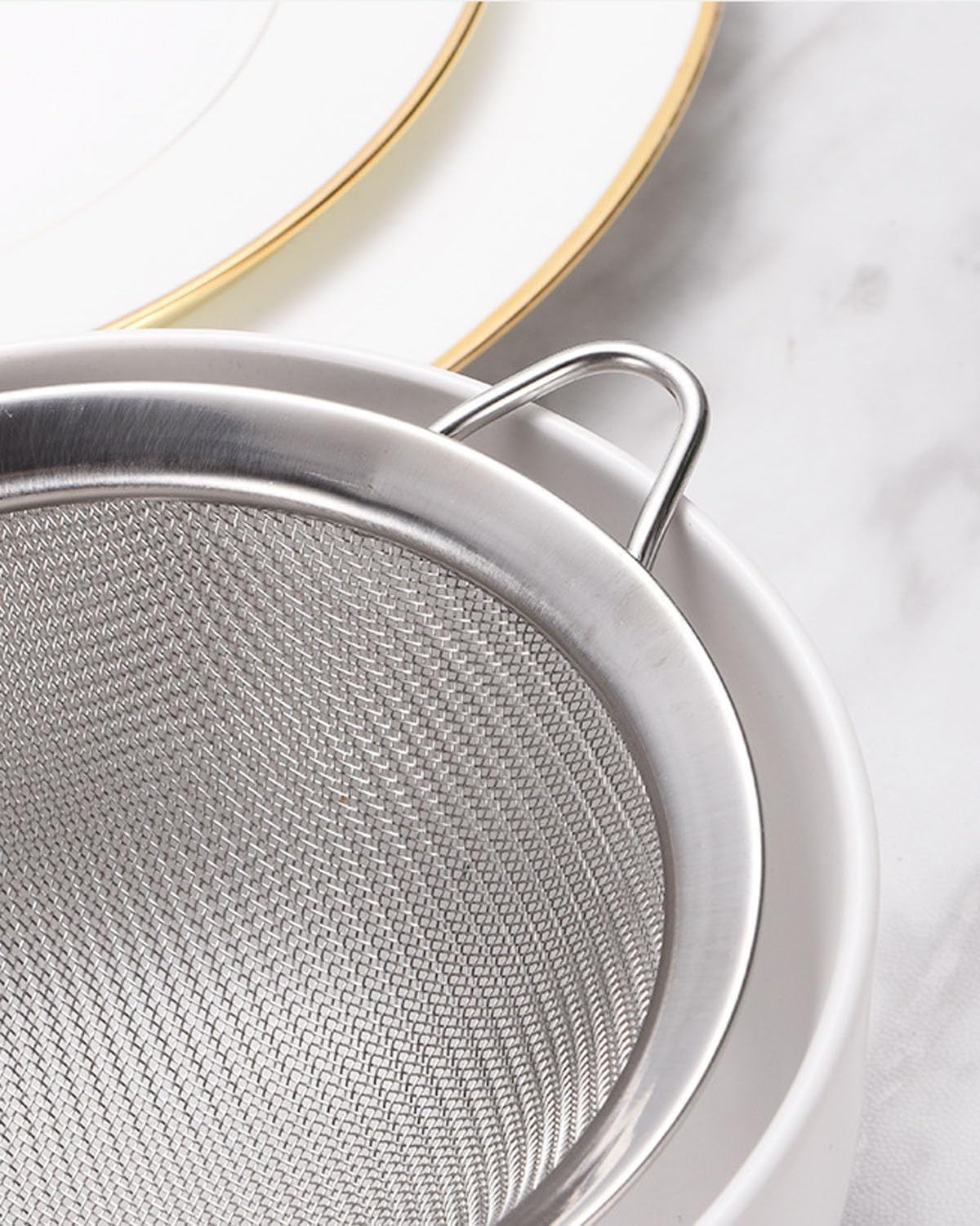 Stainless Steel Fine Mesh Strainer 2 PCS, Handle Sieve Mesh Strainers Sieve Flour Sifter Set for Kitchen