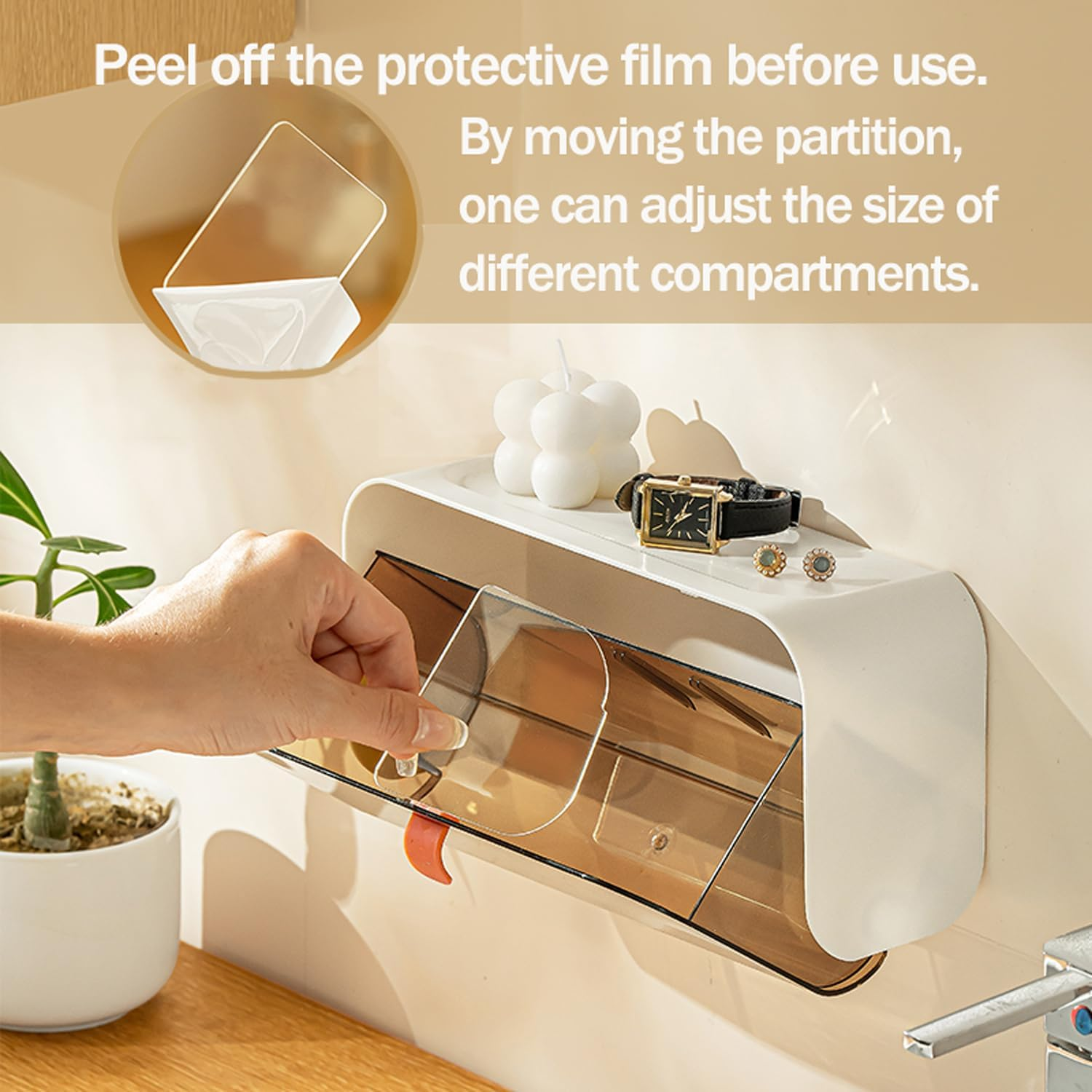 MORNITE Pad Holder for Bathroom,Sanitary Napkins Organizer,Feminine Tampons Storage Day Overnight Cotton Pad Holder, White image number 2