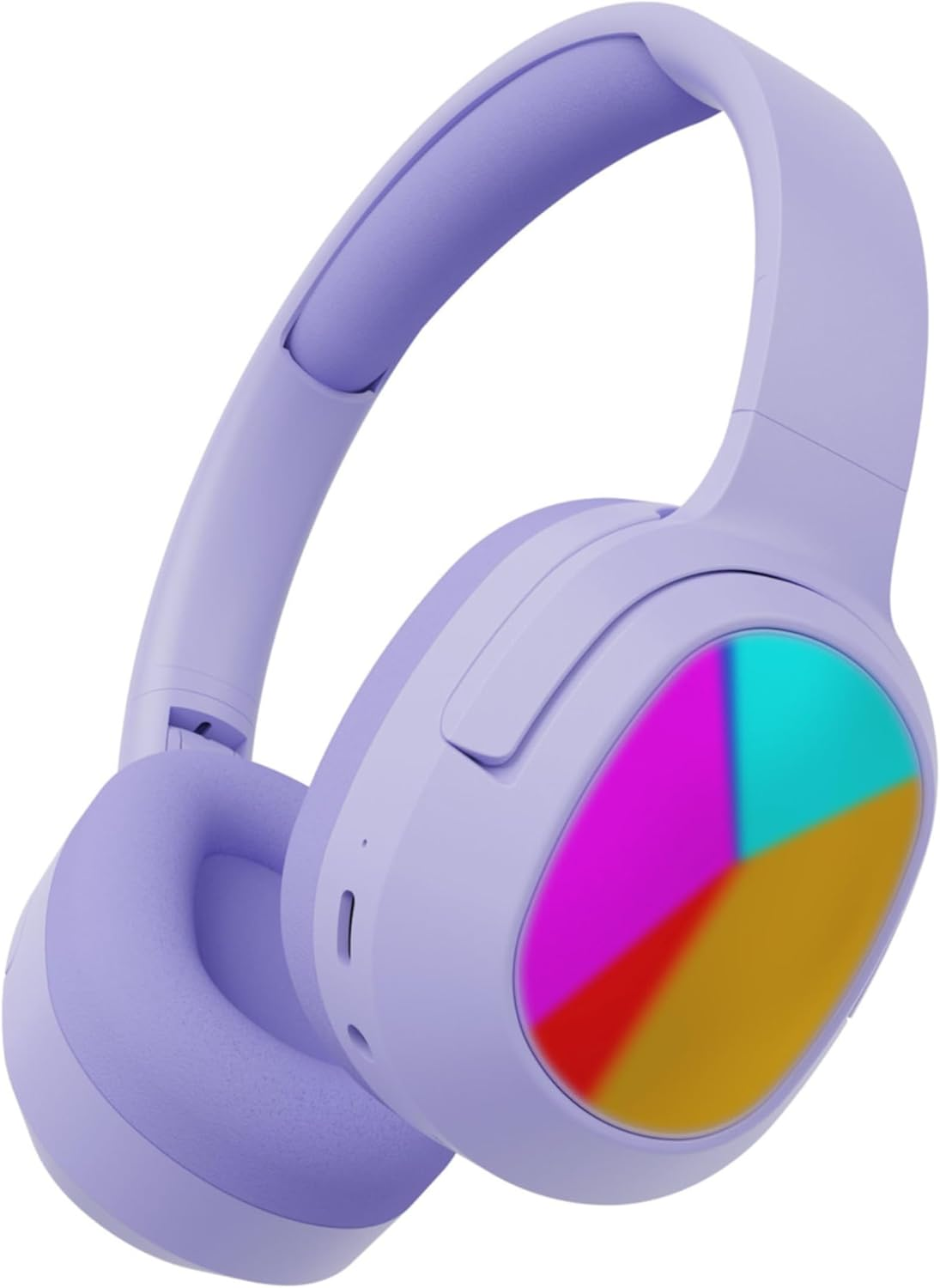 Laser Kids Bluetooth 5.4 Wireless Headphones with RGB Lights, Foldable, Safe Volume Limited to 85Db, Built in Mic - Supports USB C Charging, AUX and Micro SD (Black)