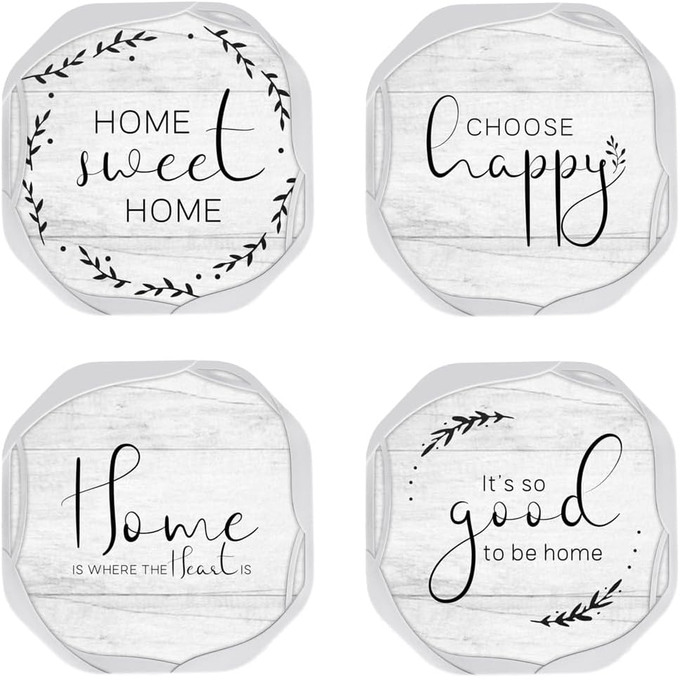 UMIRRO Absorbent Drink Coasters, Housewarming Gifts for New House, Sweet Home Decor, Rustic Farmhouse Coffee Table Centerpiece, Small Ideas for Women Mom Her Men Dad Him, 4", Set of 4 image number 2