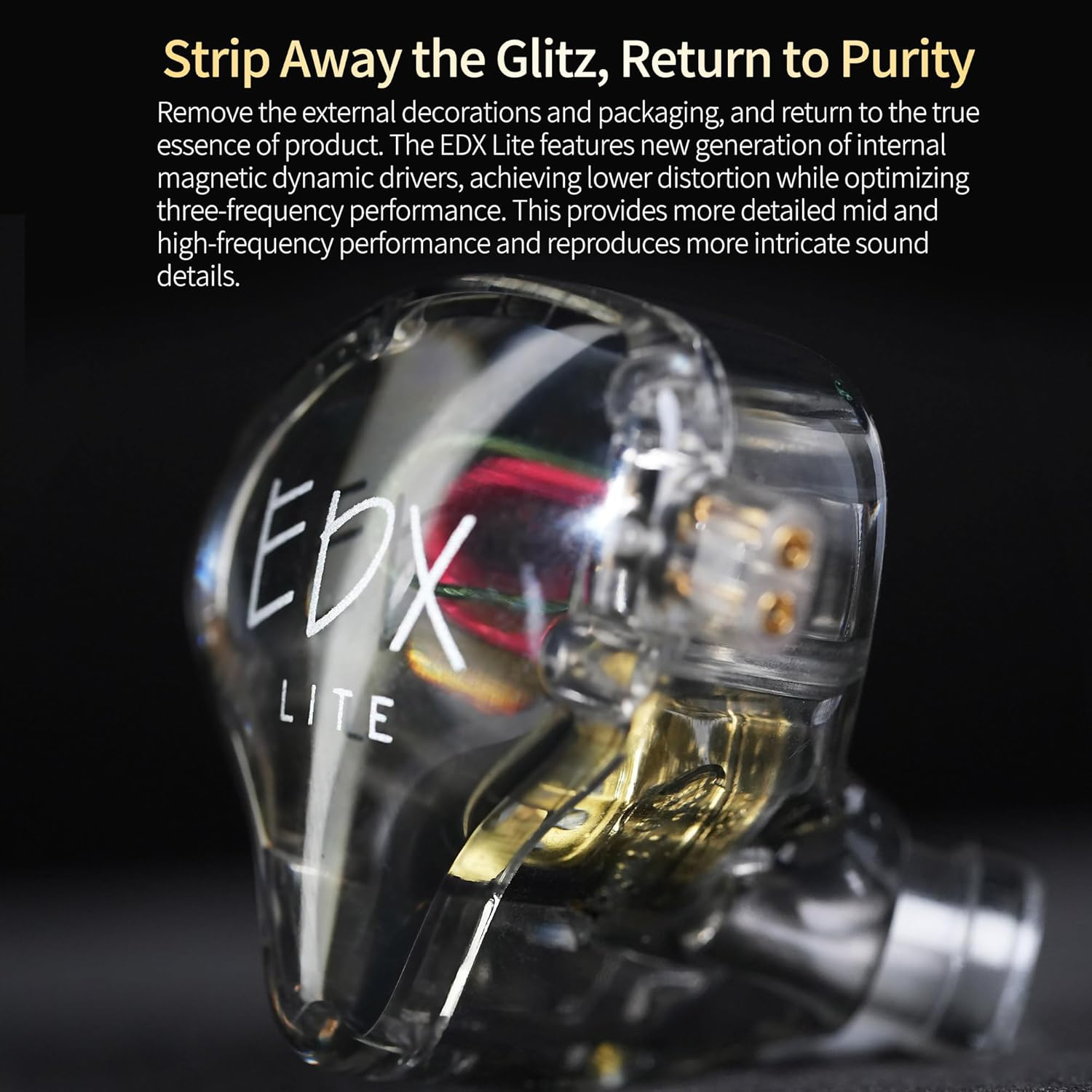 KZ EDX Lite IEM Headphones, Super-Linear Dynamic Driver Unit Wired Earphones, in Ear Monitors 1DD Deep Bass Gaming Earbuds with Removable C Pin IEM Cables for Running (Without Mic, Clear) image number 4