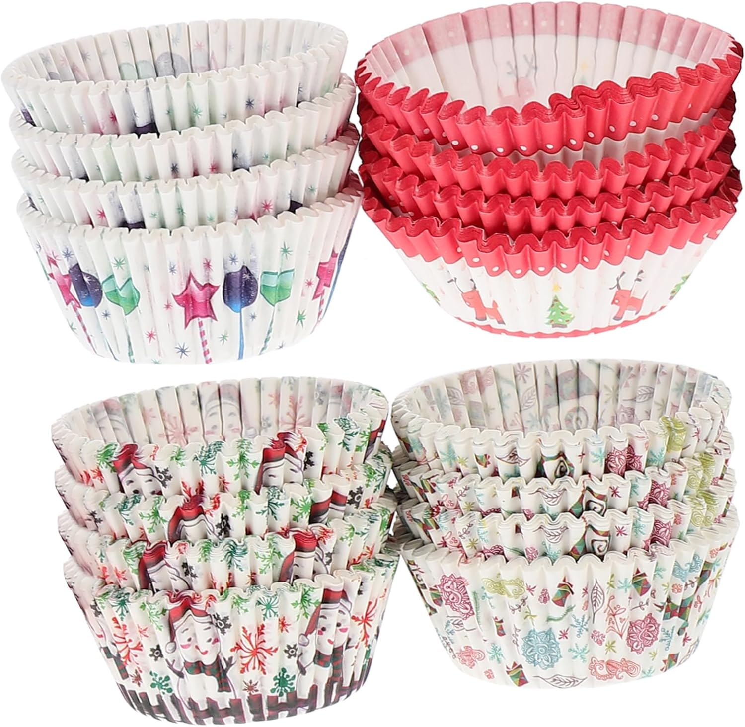 400Pcs Christmas Cake Paper Cups Heat Resistant Baking Cups Muffin Cases Moulds No Cleaning Needed