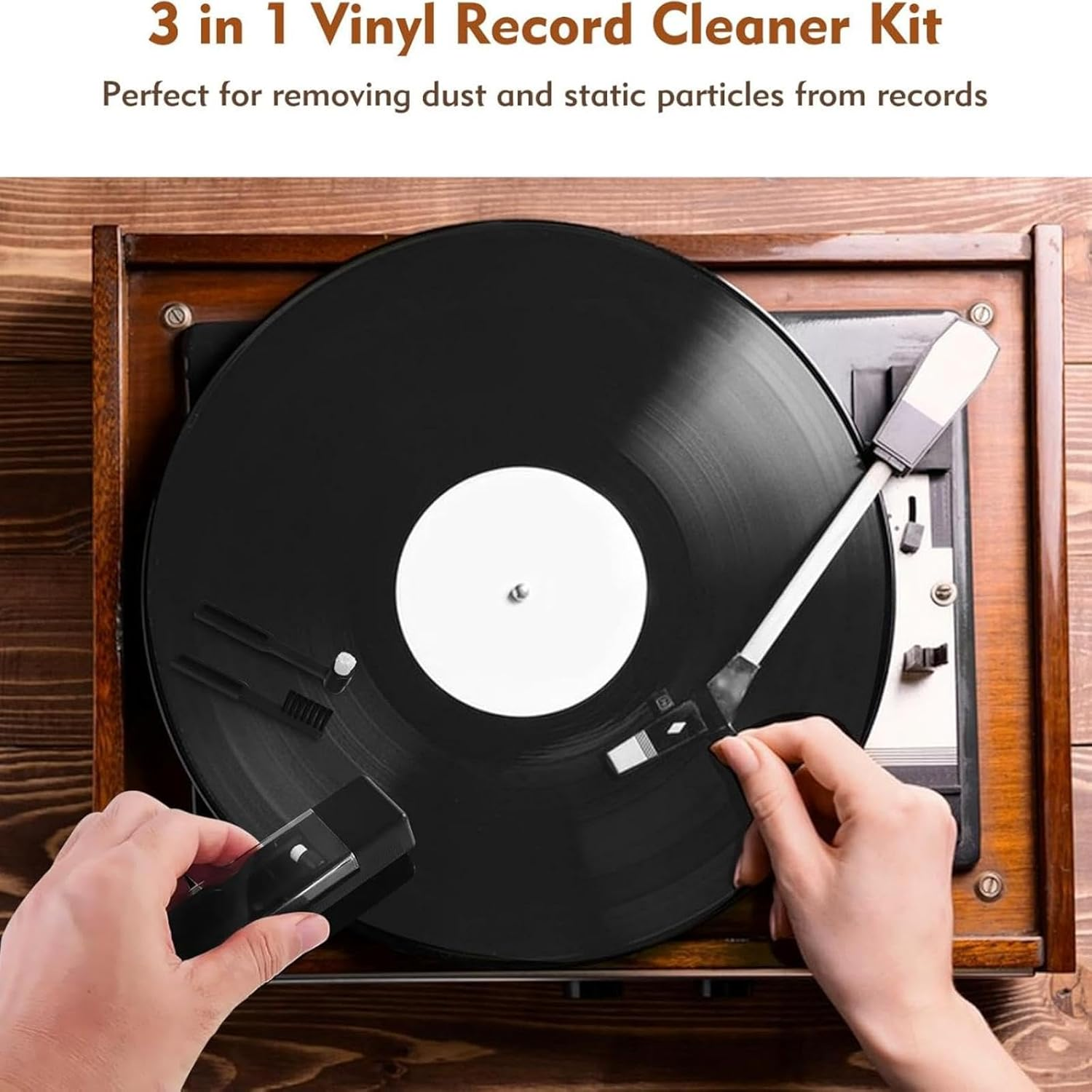 2-In-1Record Cleaning Kit with Soft Velvet Brush & Stylus Cleaner - Anti-Static Dust Removal Brush for LP Records, Safe Alcohol-Free Cleaning for Turntable Maintenance & Sound Quality Improvement