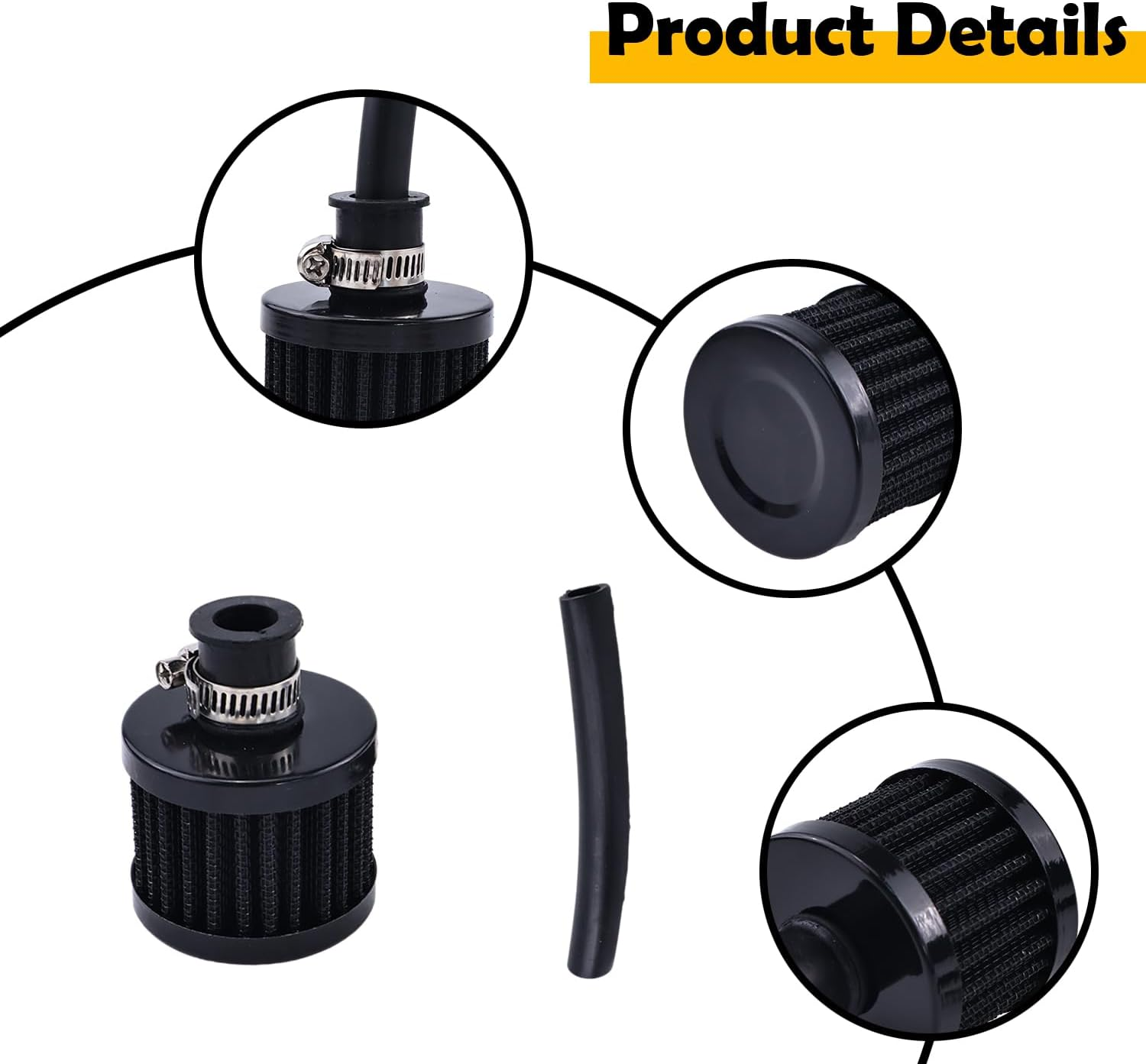212Cc 196Cc 0.47" Inlet (12Mm) Air Filter Valve Cover Breather Filter Compatible with Predator 196Cc 6.5Hp GX160 GX200 CT200U BT200X KT196 CT200U-EX Go Kart Mini Bike (Black) image number 2