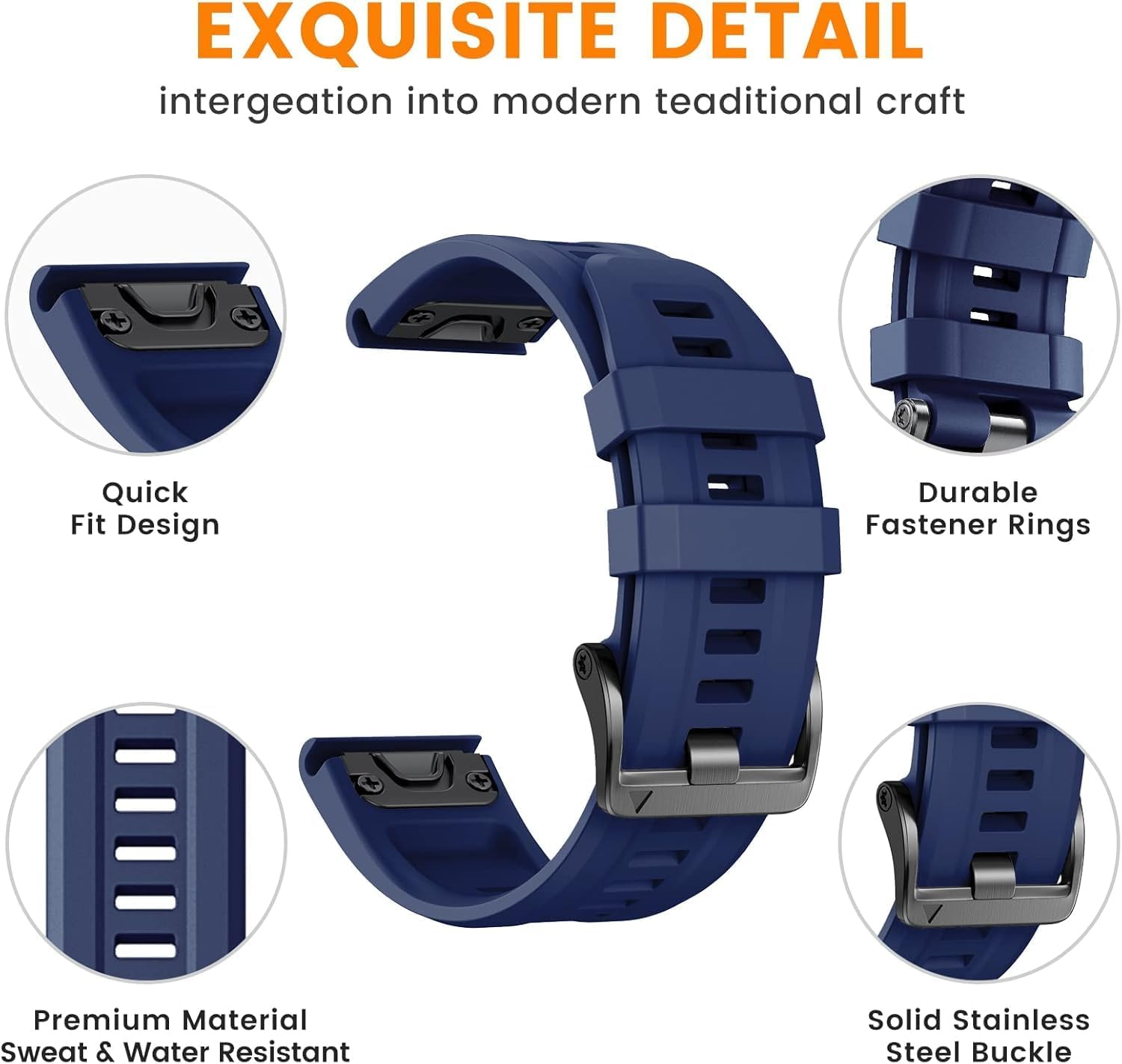 22Mm Quickfit Watch Band Compatible with Fenix 8 47Mm/Fenix E 47Mm/Fenix 7/Fenix 7 Pro/Fenix 6 Pro/Fenix 6/Fenix 5/Fenix 5 Plus, Soft Silicone Band Strap Wristband with Quick Fit for Garmin Smartwatch image number 2