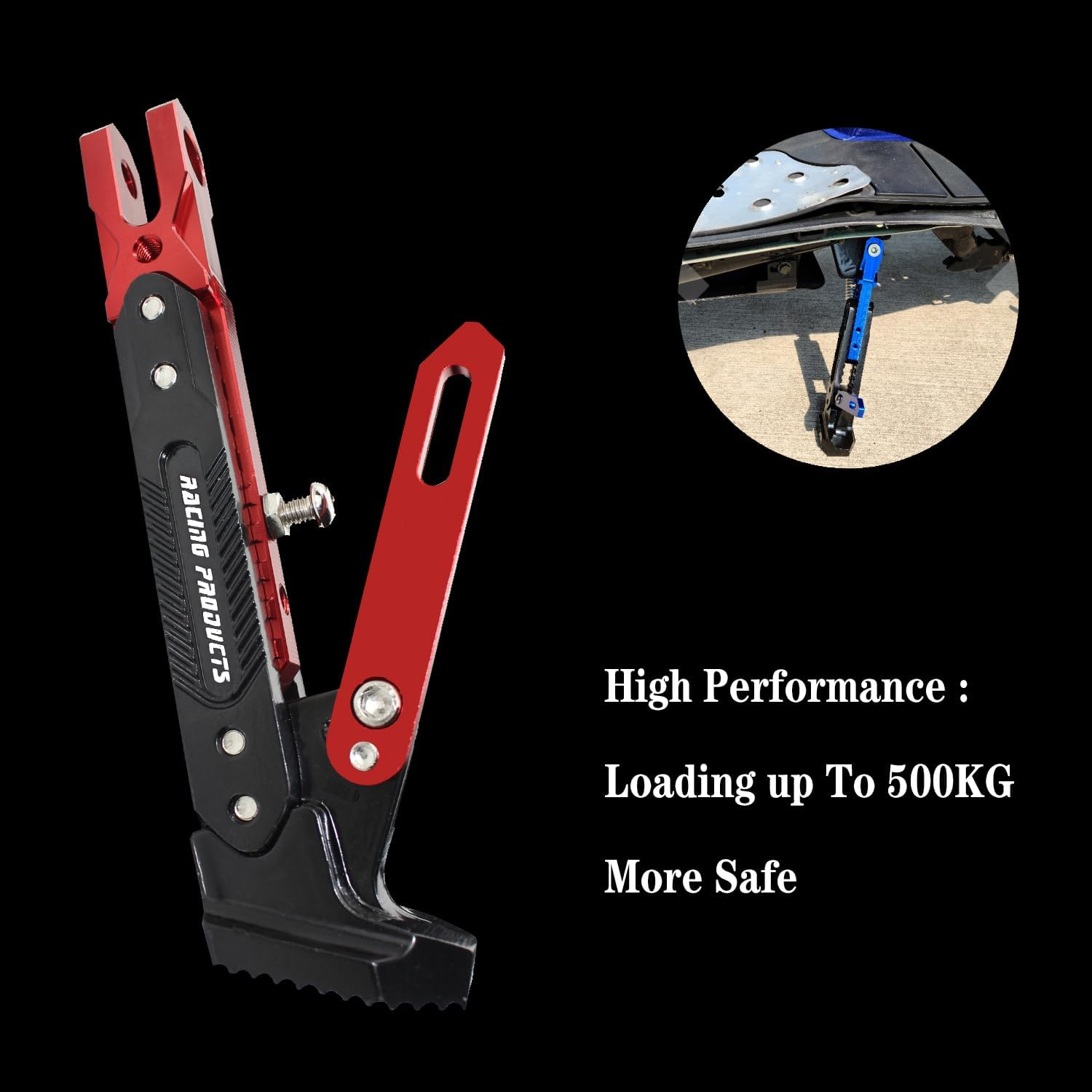 Motorcycle Universal Kickstand Adjustable Modified CNC Aluminum Alloy Adjustable Tripod Holder Kickstand Foot Side Support Stand Motor Scooter Motorbike Motocross Electric Dit Pit Bike （Red) (Red) image number 5