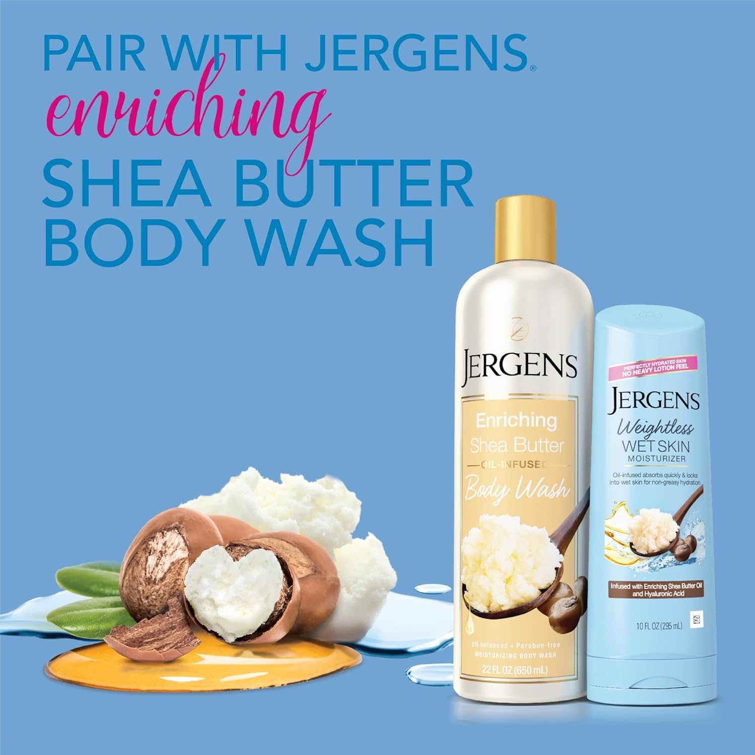 Jergens, Wet Skin Moisturizer, Shea Butter Oil, 10 Fl Oz (295 Ml) image number 2