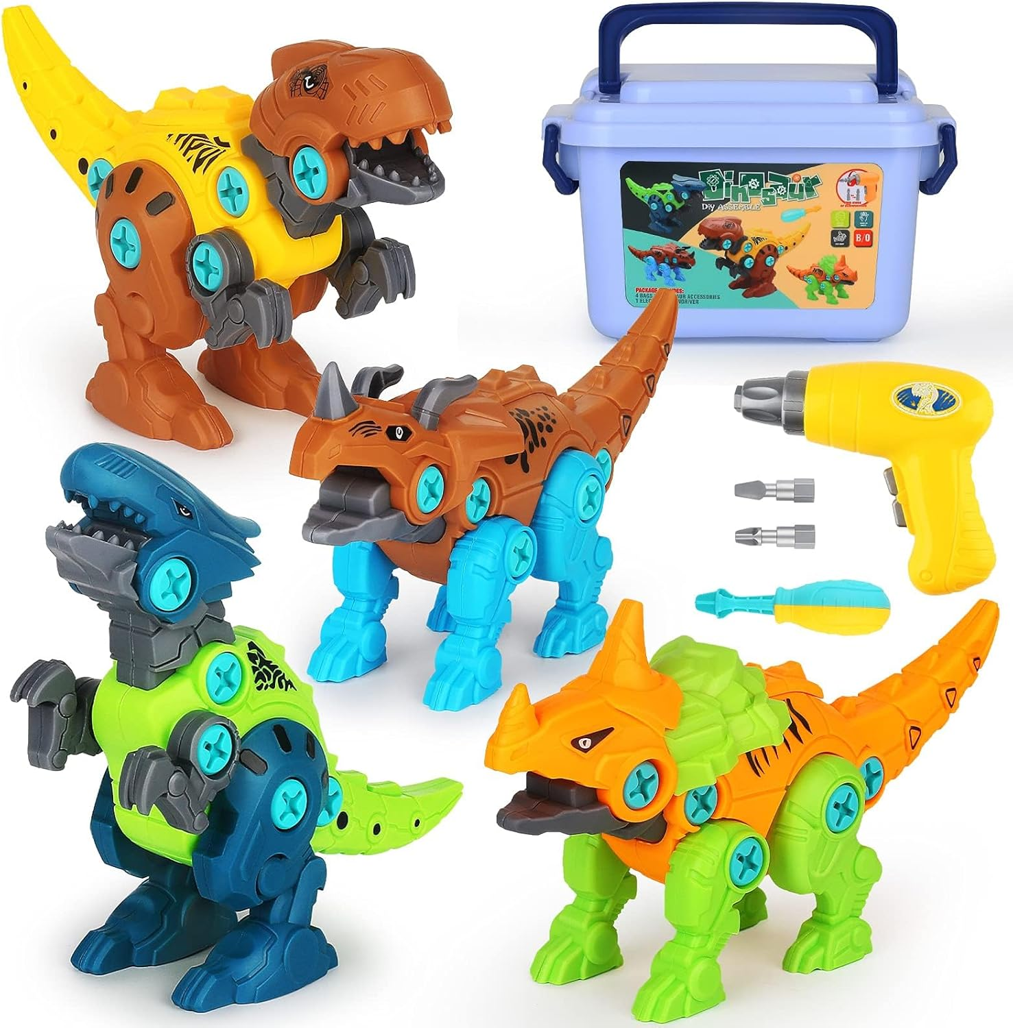 Dinosaur Toys, Take Apart Dinosaur Toys with Electric Drill for 3, 4, 5, 6, 7 Year Old Boys, STEM Educational Construction Building Toys, Ideal Xmas Birthday Gift image number 4