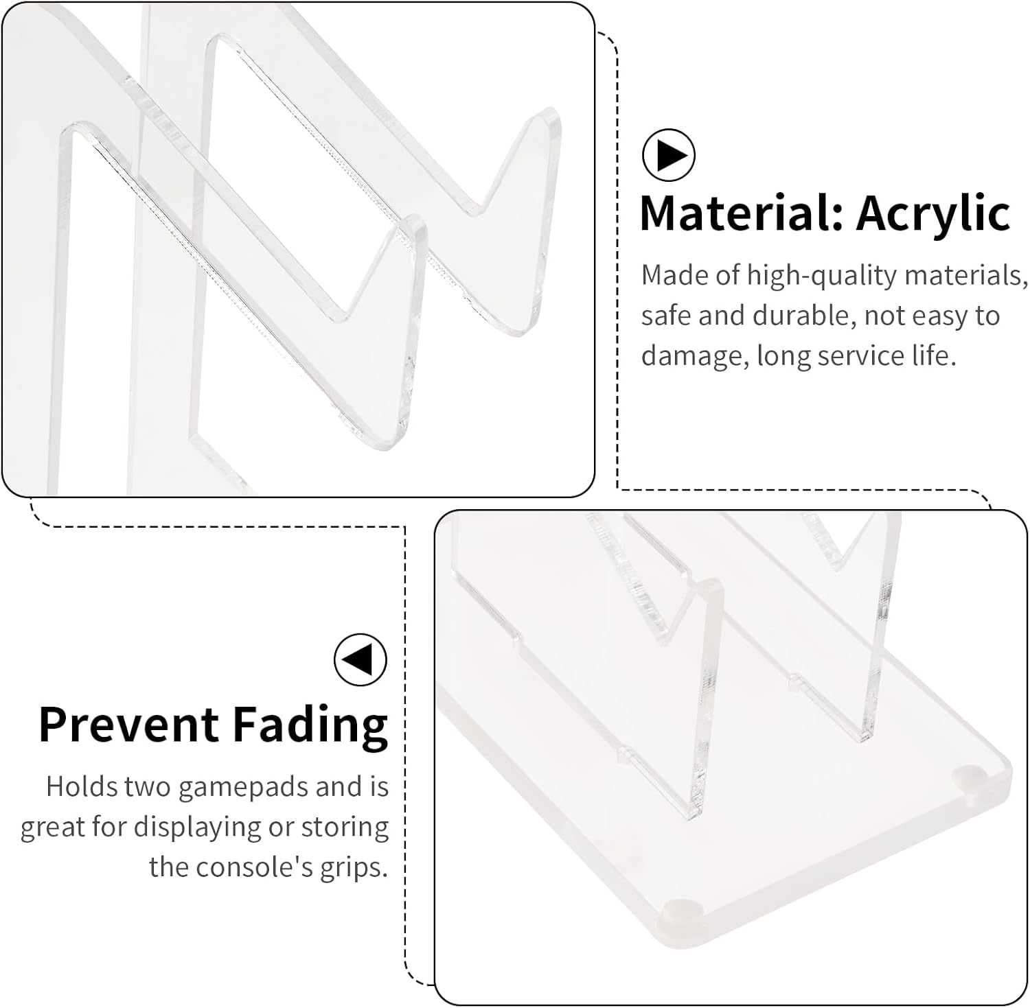 Transparent Acrylic Game Controller Stand Holder, Double-Layered Gaming Controller Holder Stand, Universal Dual Gamepad Controller Holder Accessories, Headphones Headset Stand for Desk Table image number 2
