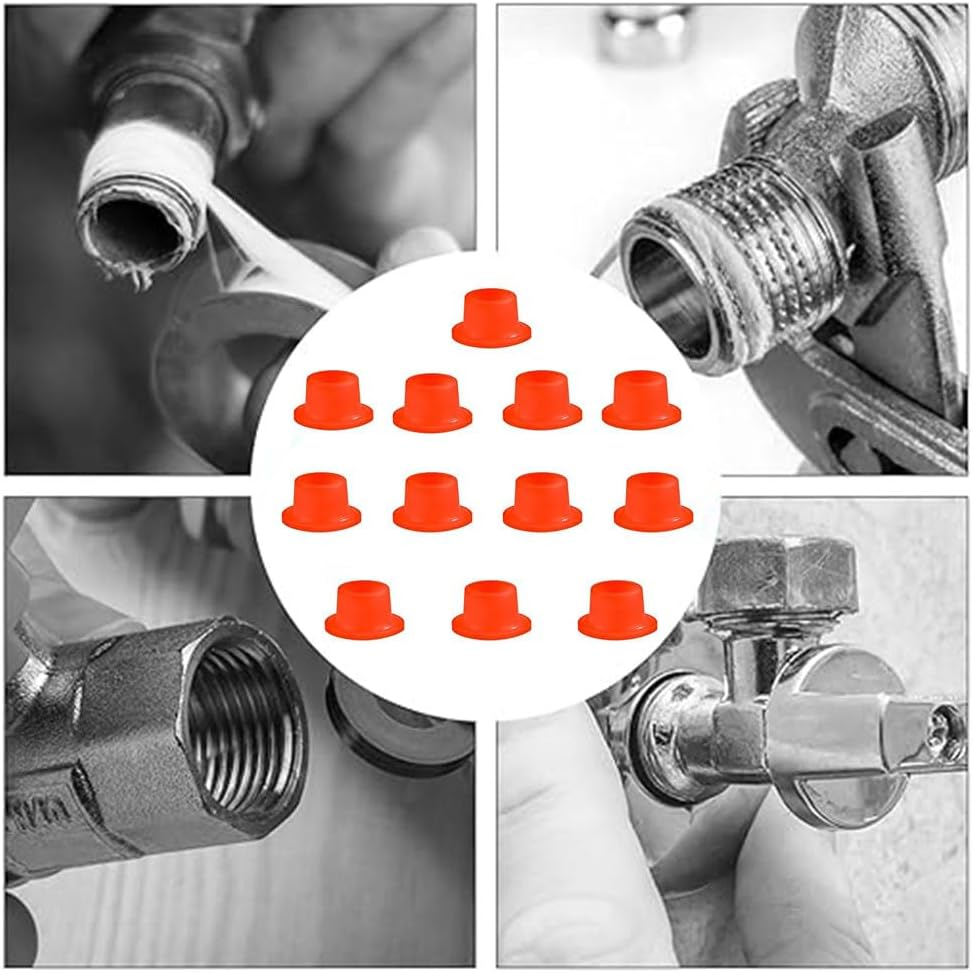 12Pcs Faucet Leak-Proof Sealing Gasket,Faucet Leakproof Gasket Washers to Prevent Leakage and Dripping Silicone Plug Raw Material Belt Rubber Seal Rings,For Garden Faucet Hose (Red) - Red image number 6