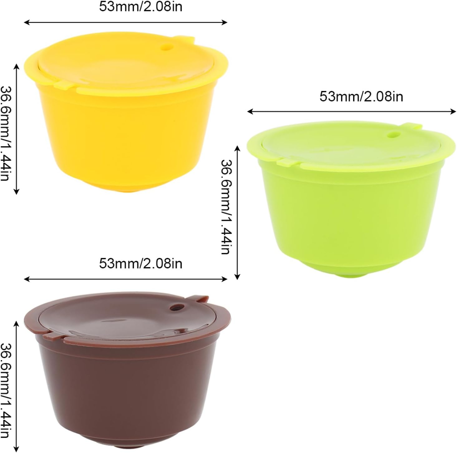 Reusable Coffee Capsule Filters 3Pcs, Colorful Coffee Filters for Nescafe Dolce Gusto Brewers Machine, Reusable Refillable Coffee Pods Capsule Filter Cups Kit with Cleaning Brush and Measuring Spoon