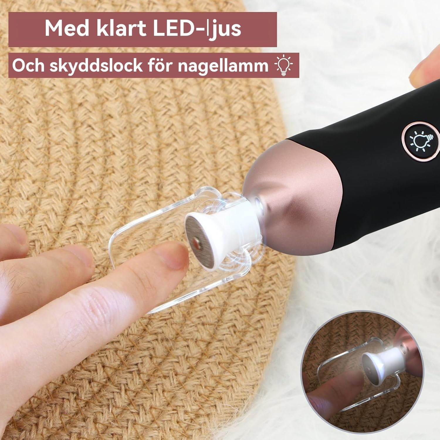 AOMEES Electric Manicure, Electric Nail Cutter Set, Manicure Pedicure Set Foot Care Electric with 9 Attachments for Nail Care, with 5 Speeds, LED Light, Storage Bag (Black) image number 1