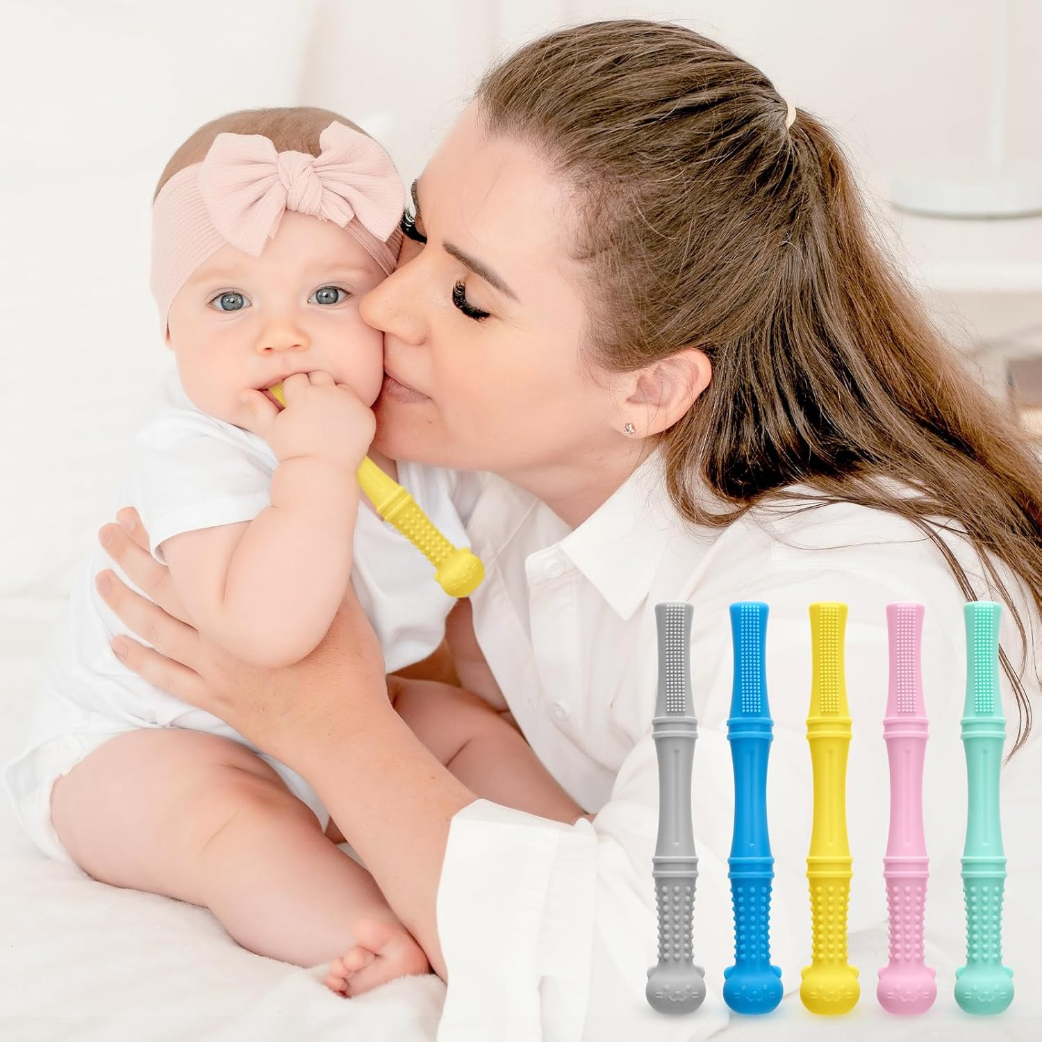 MR.TIMELAG Baby Teether Tube &ndash; 15Cm Silicone Teething Toy for Infants & Newborns, Bpa-Free Chewable Sensory Toy for Soothing Sore Gums, Easy to Hold & Clean (Baby Teether, Teething Relief) image number 6