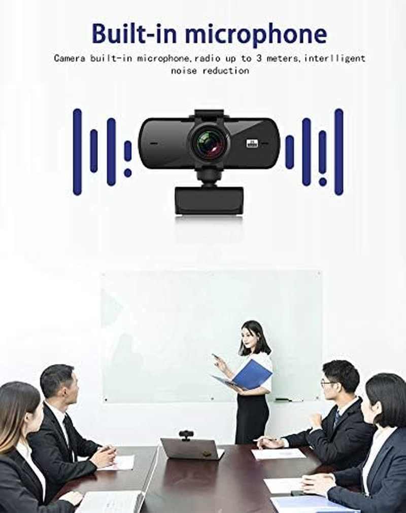 2K Full HD Webcam 1080P 1440P, Live Streaming Web Camera with Stereo Microphone, Desktop or Laptop USB Webcam 360 Rotating, HD Webcam for Video Calling, Recording, Conferencing, Streaming, Gaming (PC05) image number 2