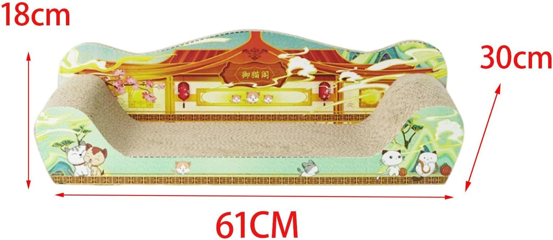 Perfk Cat Scratcher Cardboard Cat Toy Cat Scratch Bed Large Lounge Couch Cat Scratching Board Cat Sofa for Indoor Cats Kittens Play, Green 61Cmx30Cmx18Cm image number 1
