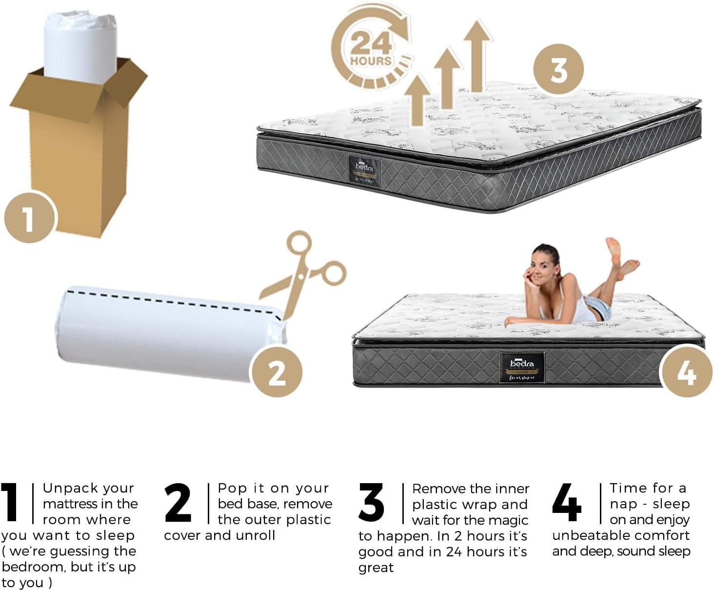 Bedra Bedding King Single Mattress with Bonnell Spring and Full Body Support King Single Bed Mattress Medium Firm 21Cm Thickness image number 6