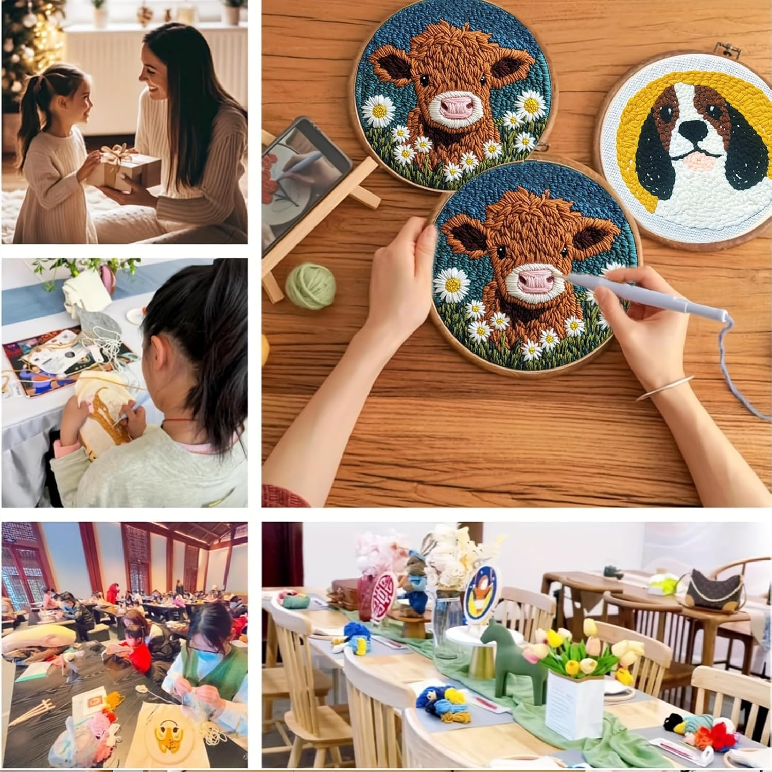 Embroidery Beginners Kit: Learn 37 Stitches Suitable for Adults and Children. the Kit Includes Stitch Practice and Everything for Bead Embroidery. (Highland Cow) image number 6