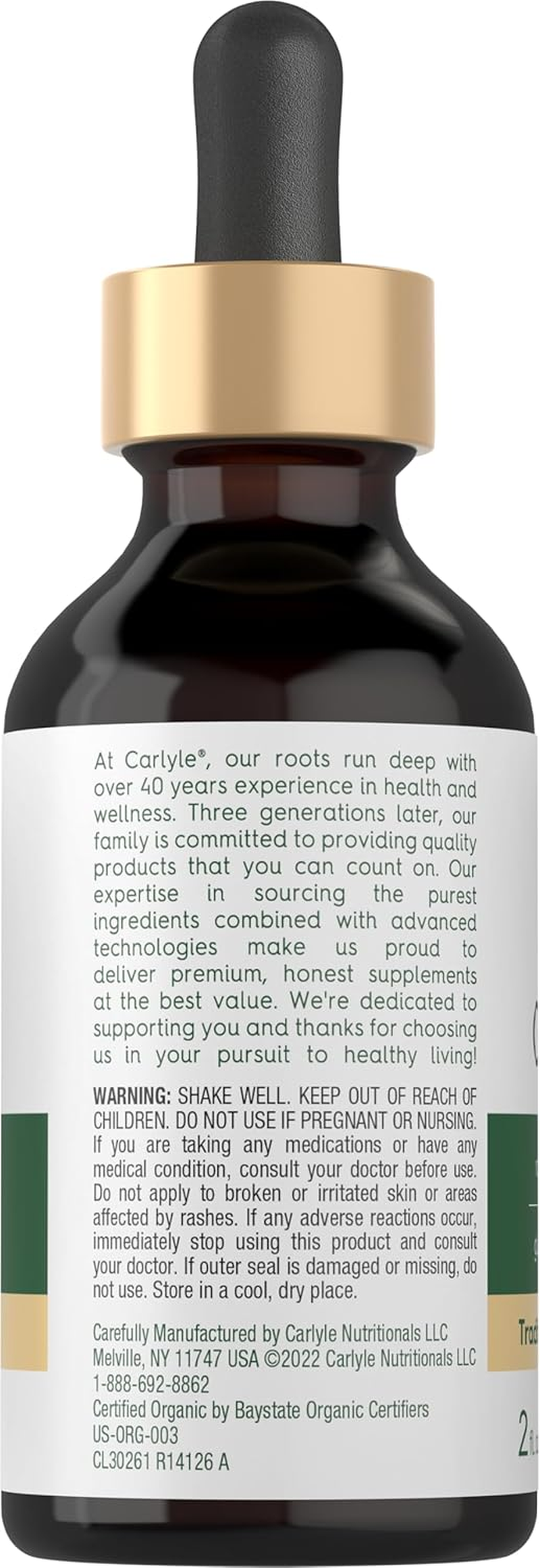 Organic Oil of Oregano | 2 Fl Oz Liquid | Vegan, USDA Certified | Non-Gmo, Gluten Free Drops | by Carlyle